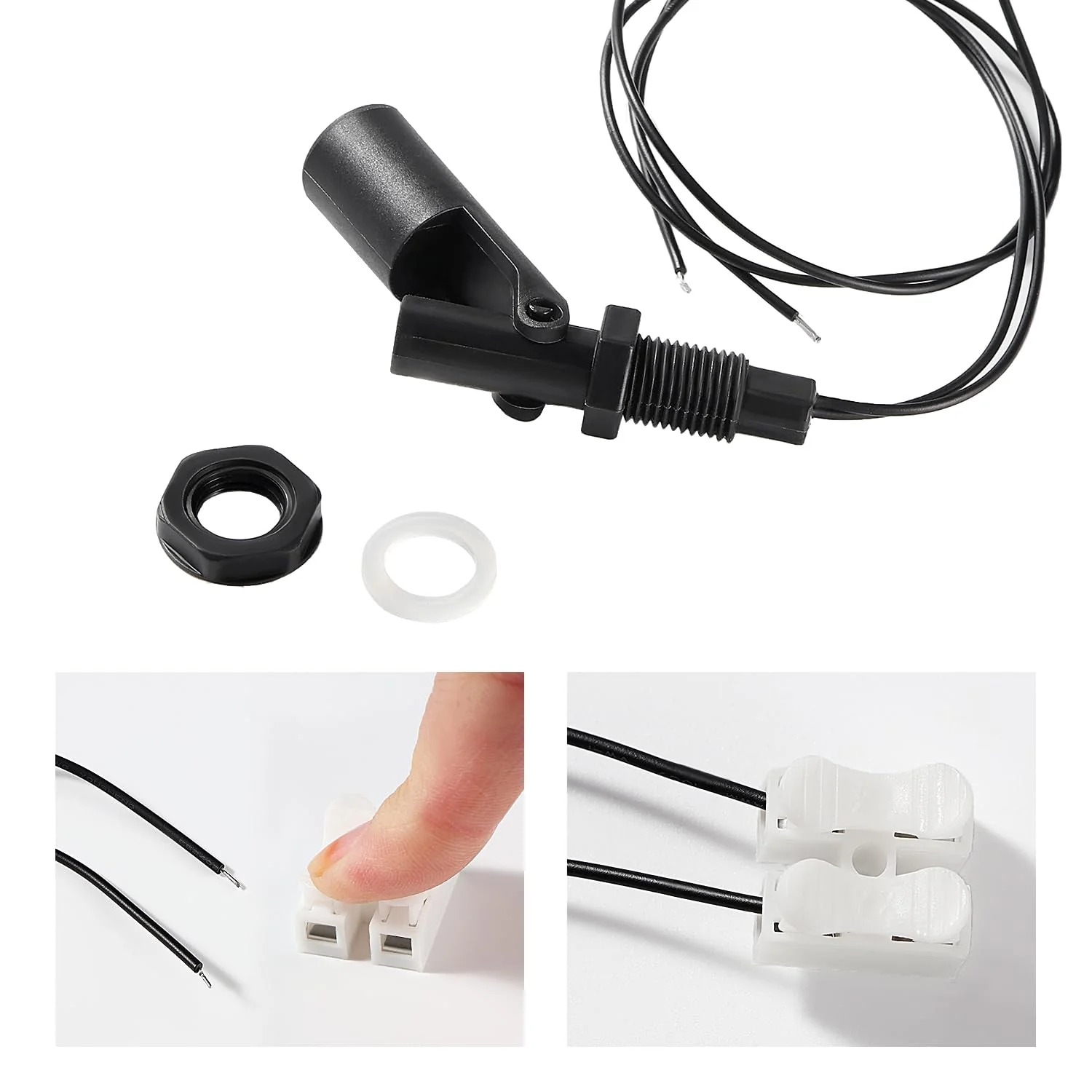 KUOQIY 2 x M12 10 W Water Level Sensor, PP Side-Mounted Horizontal Liquid Float Switch, Water Liquid Level Sensors, with Spring Wire Connector, for Tank Pool, Black M12 – Schwarz – 2 Stücke - Image 6