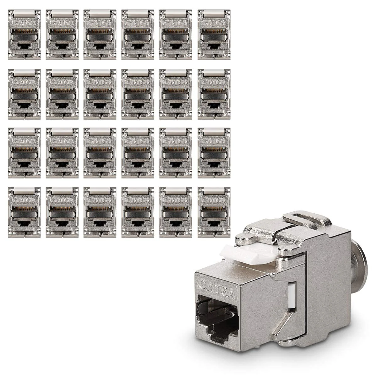 kwmobile Keystone Module Jacks - 24 Piece CAT6A Shielded Keystone Jack RJ45 Cat 6A Ethernet Module 10 Gbit with Shielded Metal Housing 24x - Image 5