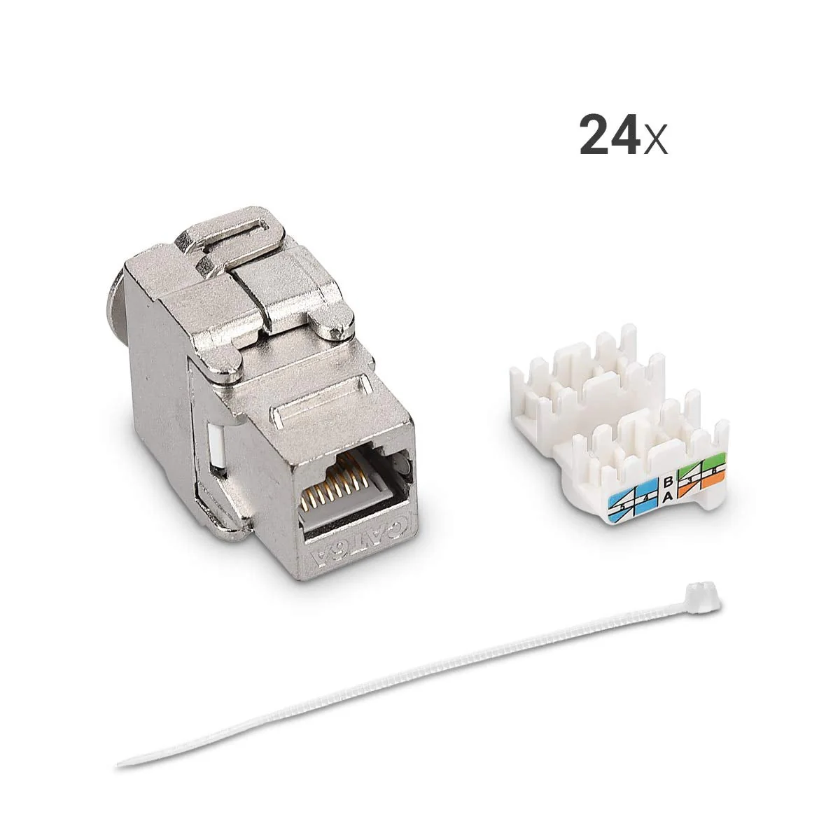 kwmobile Keystone Module Jacks - 24 Piece CAT6A Shielded Keystone Jack RJ45 Cat 6A Ethernet Module 10 Gbit with Shielded Metal Housing 24x - Image 6