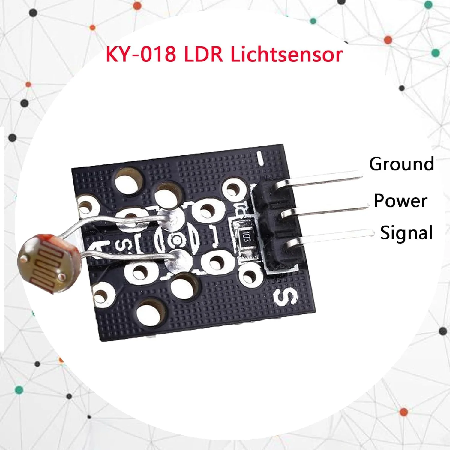 KY-018 LDR Light Sensor Module with Output with Photoresistor Brightness Sensor Photo Wall Level Module Brightness Sensor Pack of 10 - Image 4