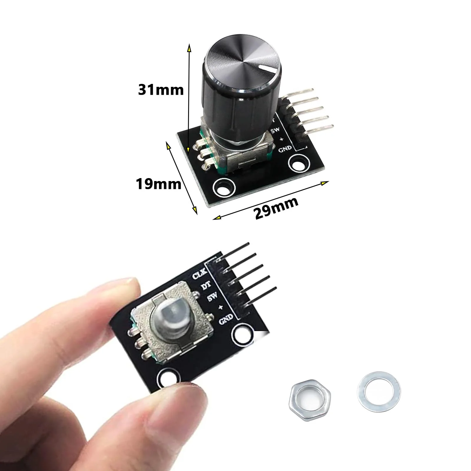 KY-040 Rotary Encoder Module, 360 Degree Rotary Encoder Module, Potentiometer Digital Pulse Output Electronic Building Blocks for Automotive Electronics Multimedia Audio, Pack of 6 - Image 2