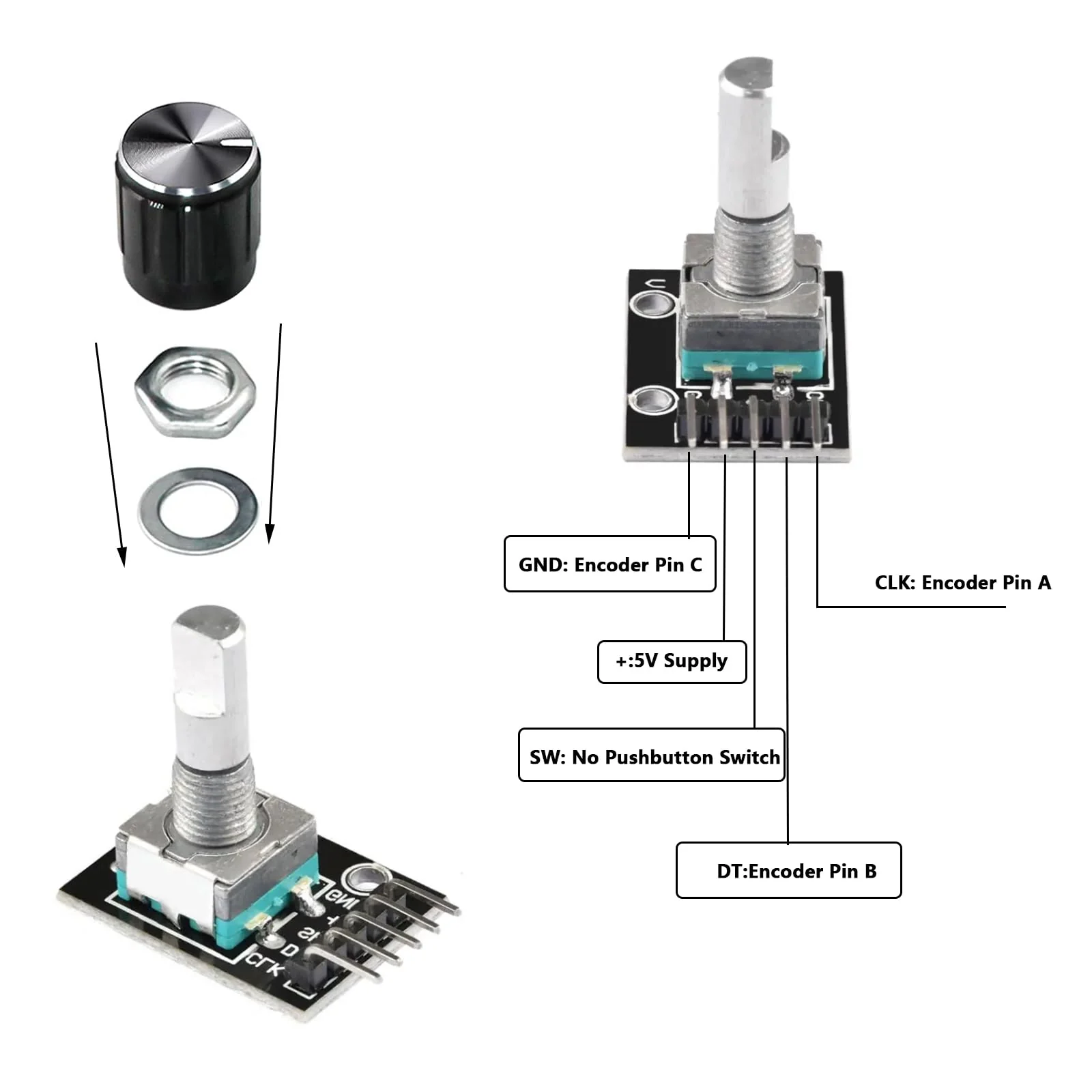 KY-040 Rotary Encoder, Rotary Encoder, with Push Button, Rotary Encoder Module, 360 Degree Encoder, Rotary Encoder, Code Switch, Digital Potentiometer (8) 8 - Image 3