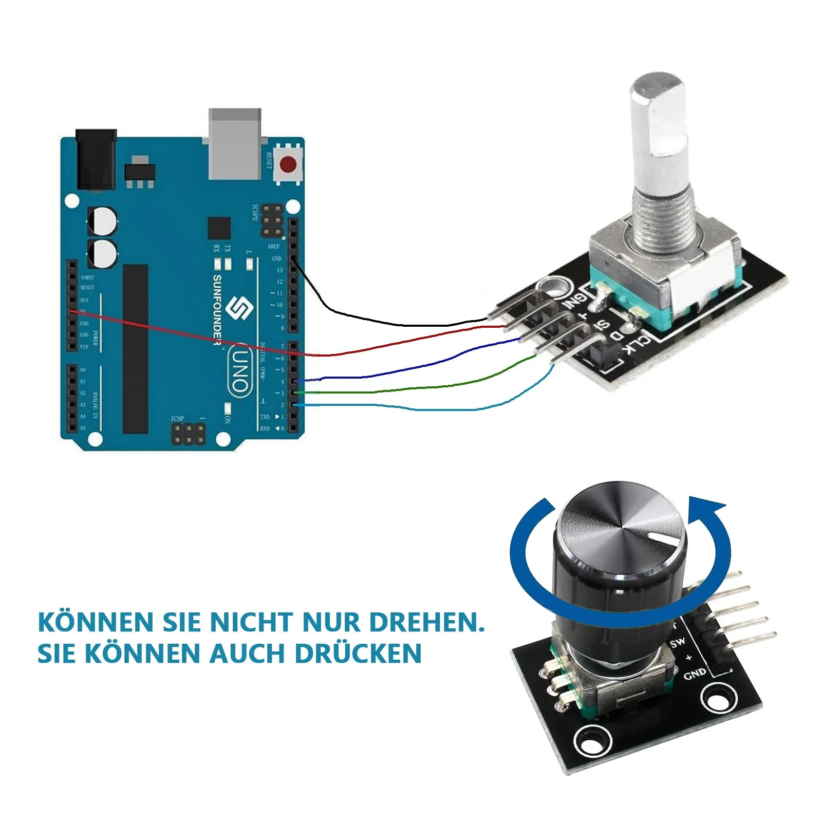 KY-040 Rotary Encoder, Rotary Encoder, with Push Button, Rotary Encoder Module, 360 Degree Encoder, Rotary Encoder, Code Switch, Digital Potentiometer (8) 8 - Image 4