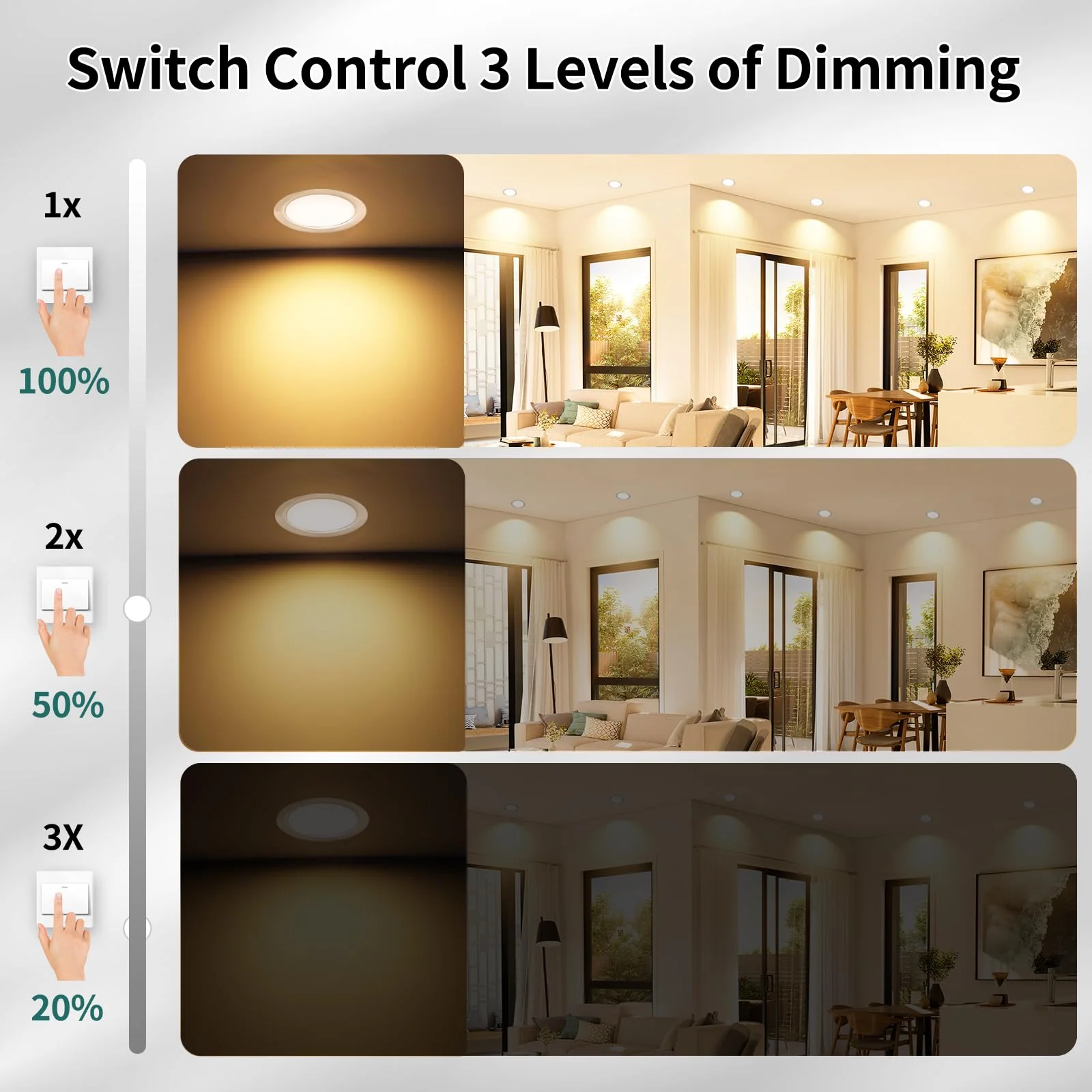 KYOTECH LED Recessed Spotlight 230 V Dimmable, 3 W 3000 K Warm White LED Spot Ultra Flat 300 LM Bore Hole 55-58 mm and 15 mm Flat IP44 Furniture Recessed Spotlights for Mirror Cabinet, Nickel Set of 3 3 pieces Brushed Nickel - Image 3