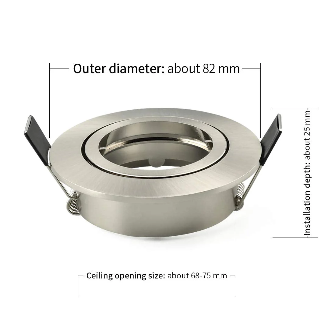 KYOTECH Set of 6 Recessed Light Frames, Recessed Spotlight Set - Mounting Frames in Brushed Aluminium Including GU10 sockets - Mounting Frames for GU10 Bulbs and LED Modules Brushed Nickel Schwenkbar,Aussendurchmesser 82mm - Image 4
