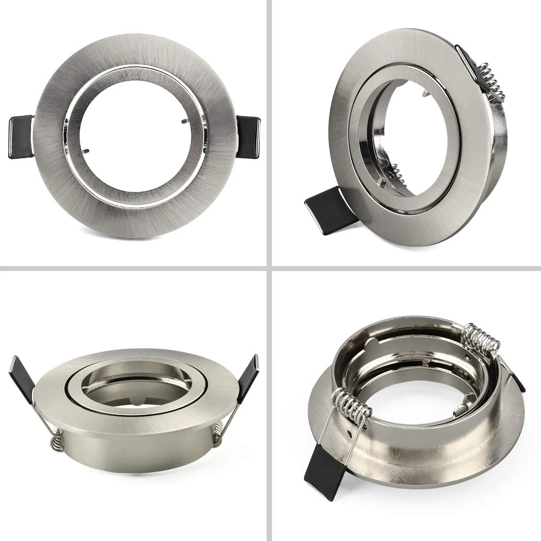 KYOTECH Set of 6 Recessed Light Frames, Recessed Spotlight Set - Mounting Frames in Brushed Aluminium Including GU10 sockets - Mounting Frames for GU10 Bulbs and LED Modules Brushed Nickel Schwenkbar,Aussendurchmesser 82mm - Image 6