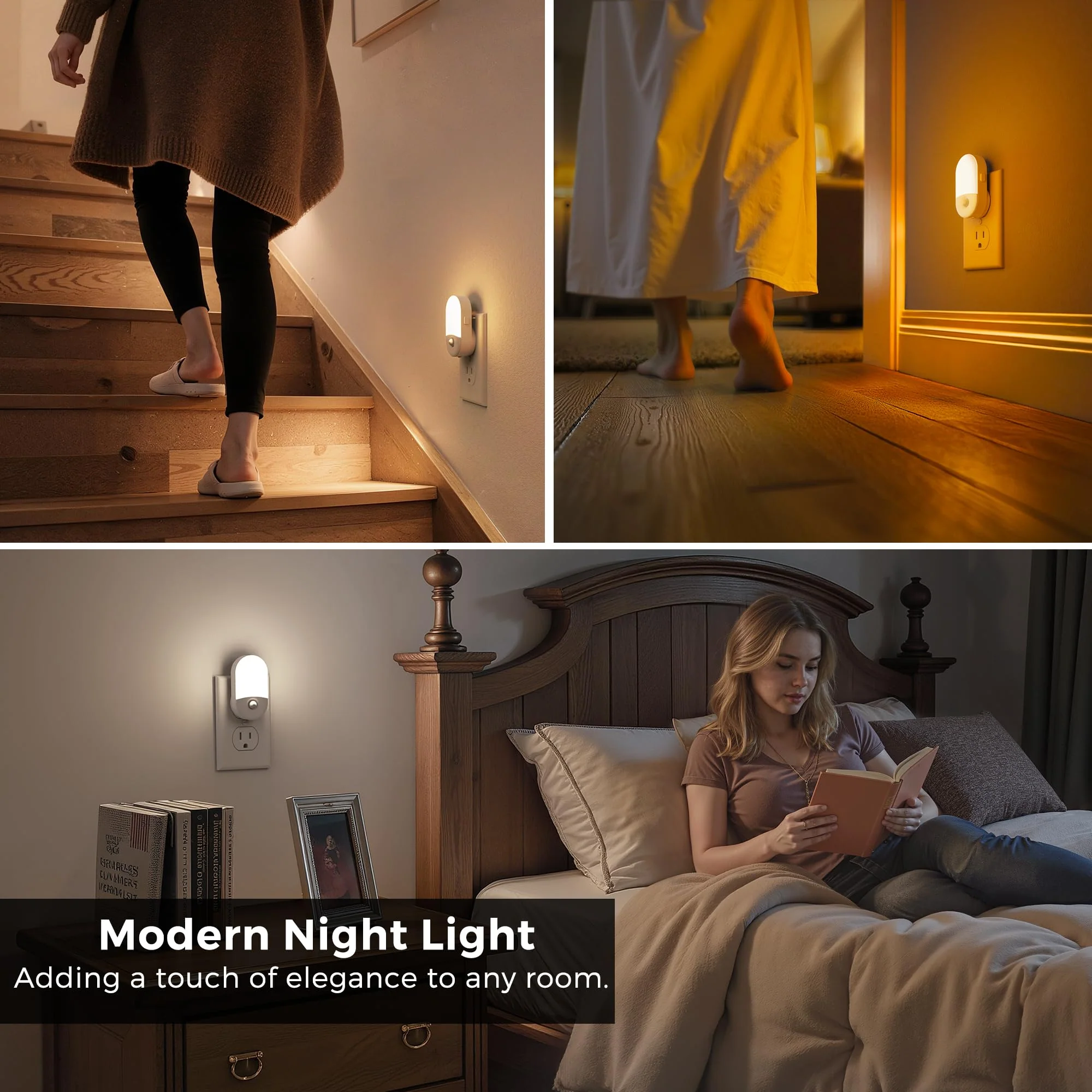 L LOHAS LED Motion Sensor Night Light, 4Pack, Motion Activated Night Light, Night Lights Plug into Wall, 3CCT Amber/3000K/5000K, Adjustable Brightness 30/60LM, for Kids Adults Bathroom Bedroom Amber-3000K-5000K 4 - Image 6