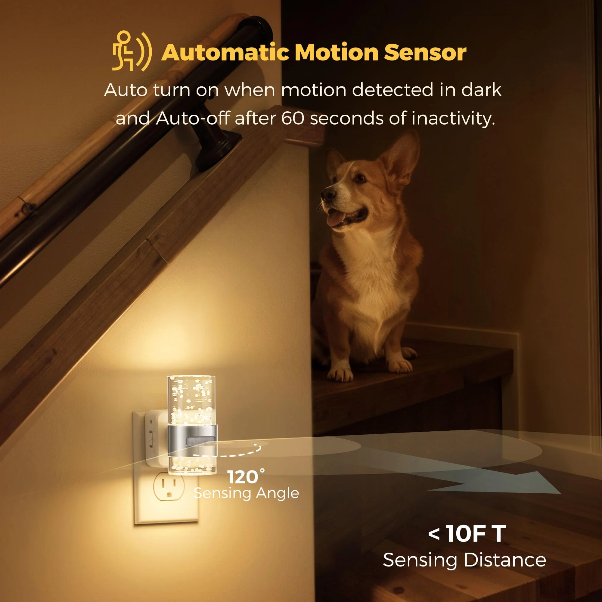 L LOHAS LED Motion Sensor Night Light,Dimmable Night Lights Plug into Wall, 2 Pack 3000K Night-Lights with 0-100 LM Adjustable, Acrylic Bubble Plug in Nightlight for Bathroom Hallway Nursery Sliver-motion sensor - Image 4