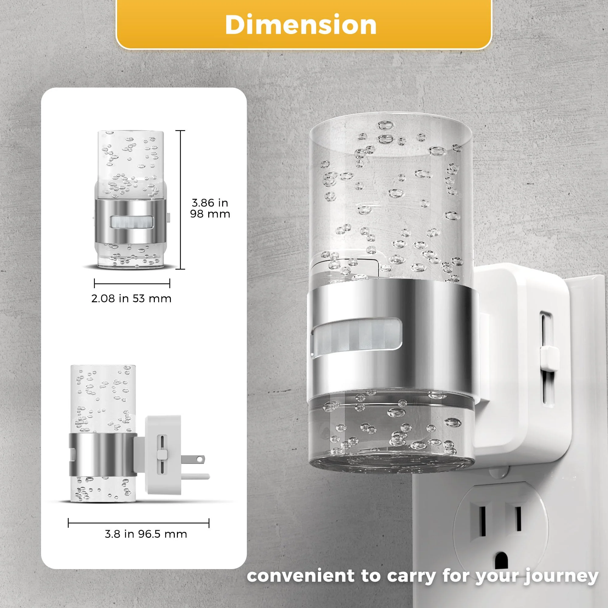 L LOHAS LED Motion Sensor Night Light,Dimmable Night Lights Plug into Wall, 2 Pack 3000K Night-Lights with 0-100 LM Adjustable, Acrylic Bubble Plug in Nightlight for Bathroom Hallway Nursery Sliver-motion sensor - Image 5