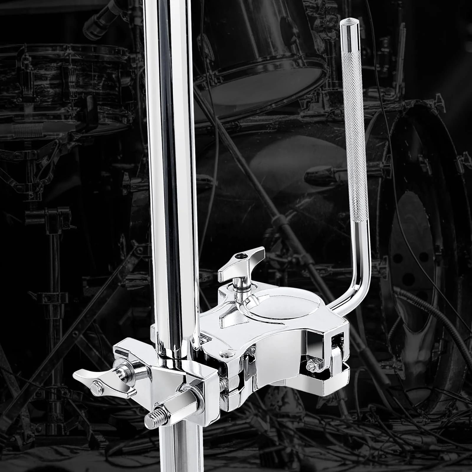 L-Rod Cowbells Clamp,Silver Drum Clamp Cowling Mounting Bracket Expansion Clamp, Adjustable Percussion Drum Set Cowbell Bracket for Toms, Cowbells, Clappers, etc. - Image 5