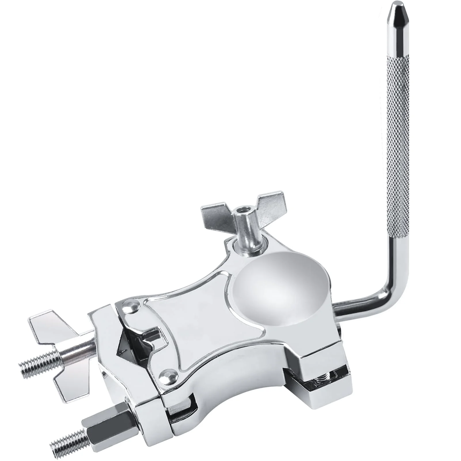 L-Rod Cowbells Cymbal Clamp, Heavy-Duty Cowbell Mount Percussion Holder Extension Arm Clip, 360°Rotation Universal Mount for Cowbells, Jam Blocks & Handheld Percussion Instrument Accessories L-Rod Clamp - Image 2