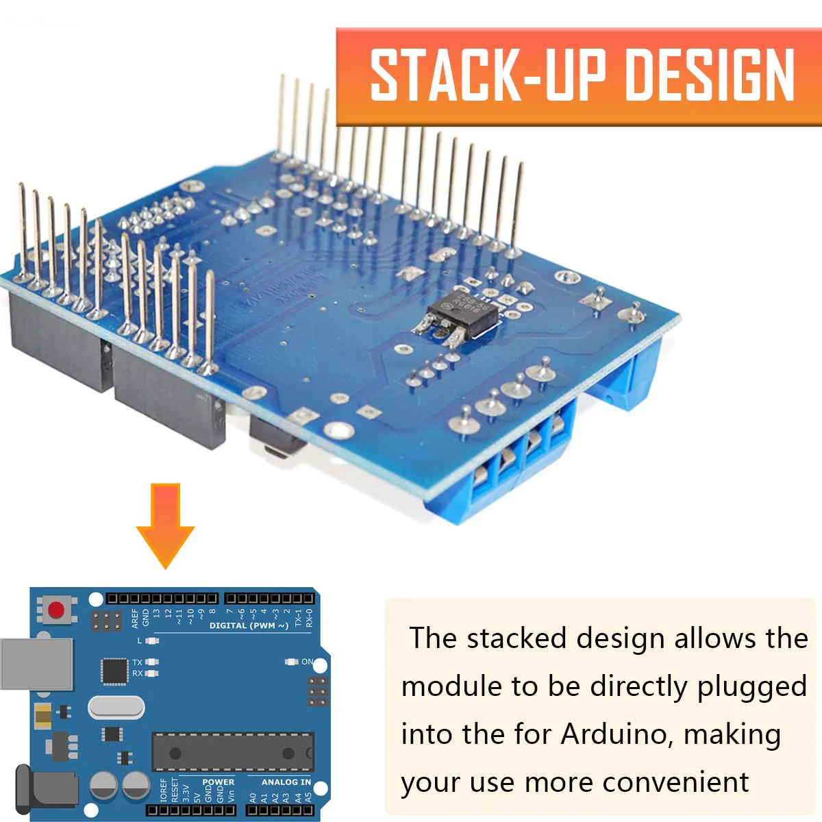 L298P Motor Driver Module H-Bridge Driver Shield Expansion Board Speed Controller High-Power DC Stepper Motor Controller Bluetooth Interface with 24AWG Cable for Arduino - Image 4