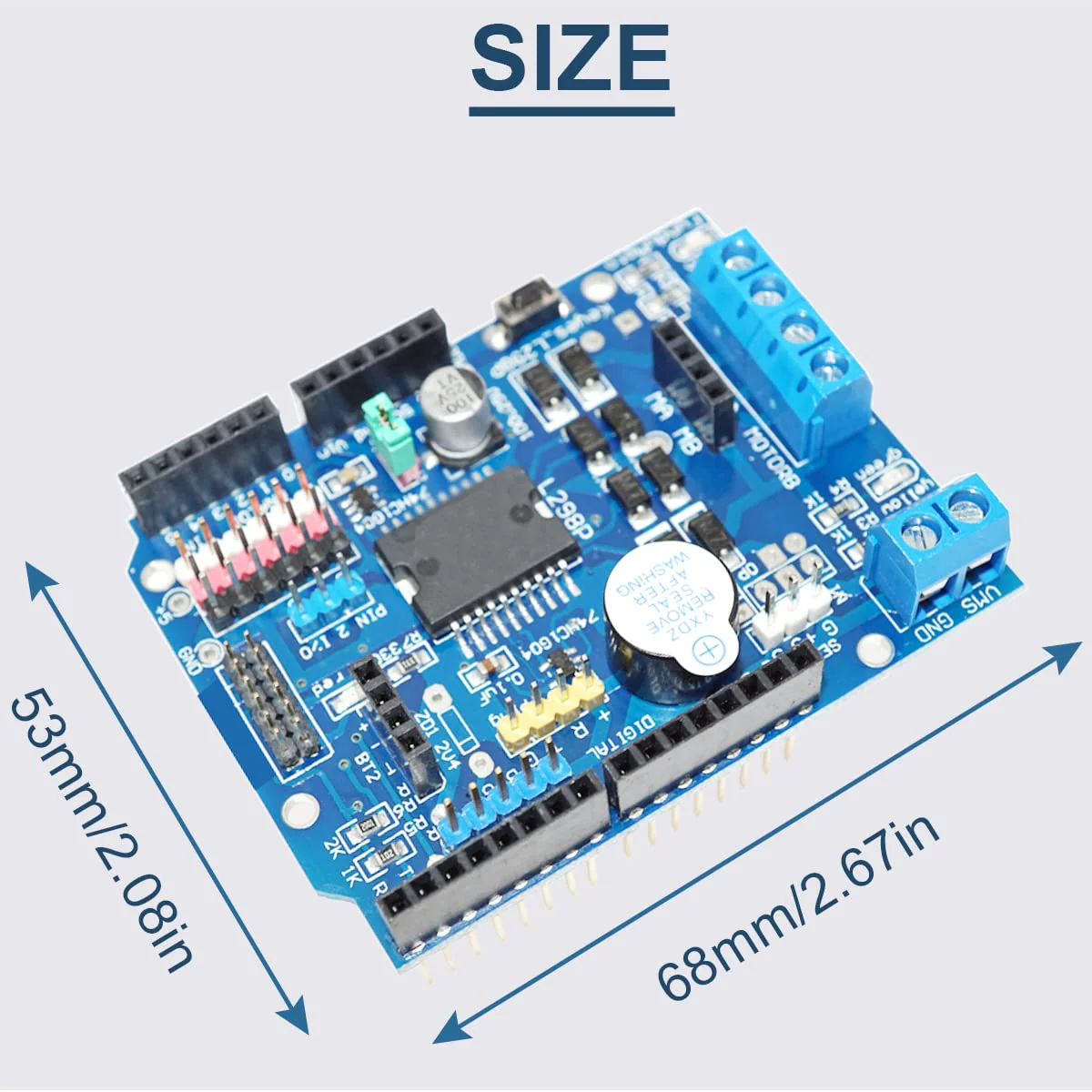L298P Motor Driver Module H-Bridge Driver Shield Expansion Board Speed Controller High-Power DC Stepper Motor Controller Bluetooth Interface with 24AWG Cable for Arduino - Image 6
