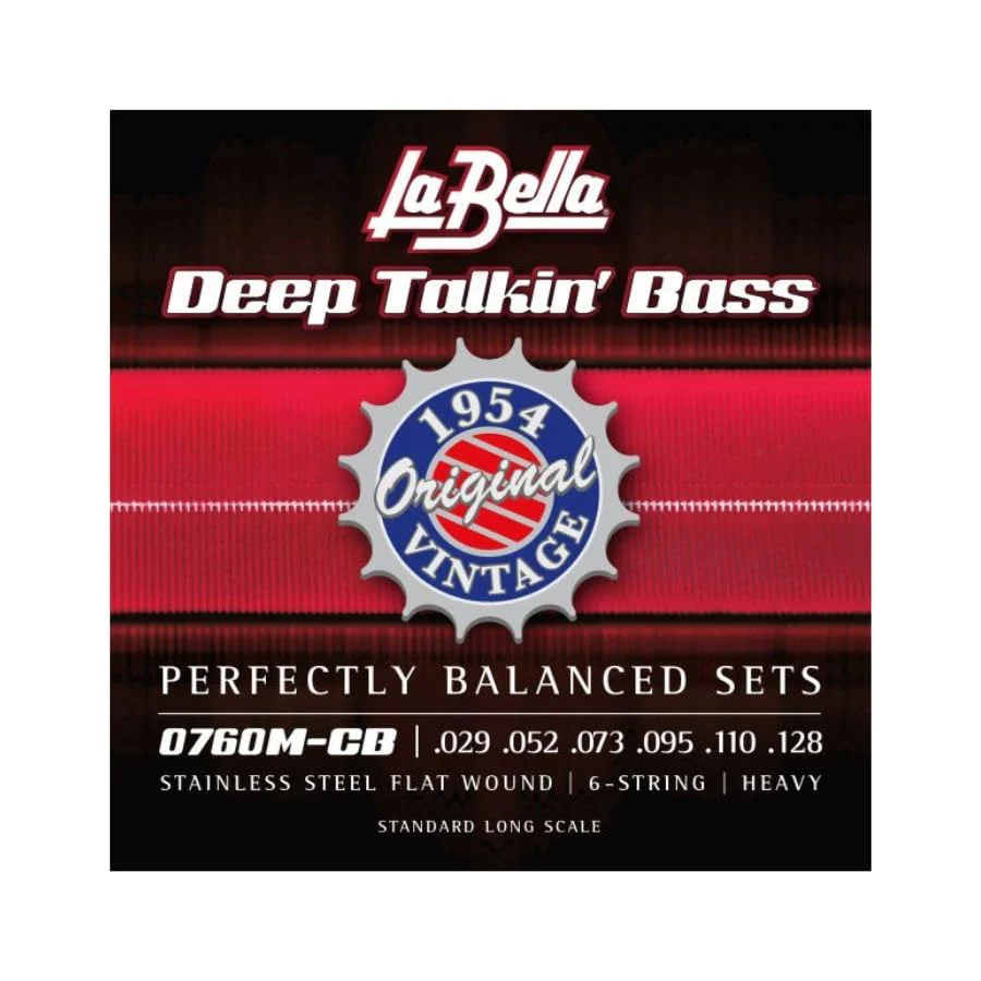 La Bella 0760M-CB Deep Talkin' 1954 Original Vintage Stainless Steel Flat Wound, Bass Guitar String 29-128 0760M-CB Deep Talkin' Bass - Image 2