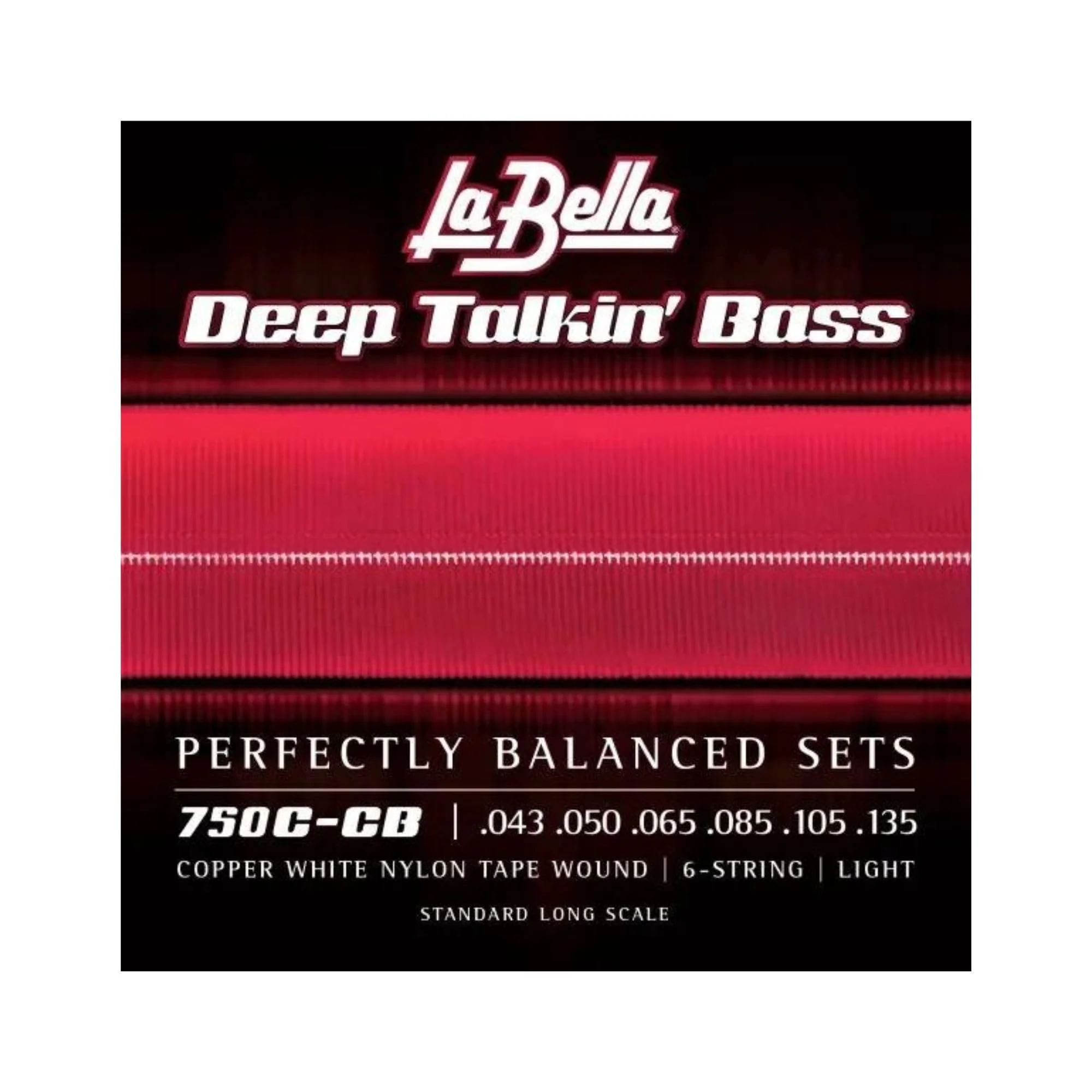 La Bella 750C-CB Deep Talkin Brass Copper White Nylon Tape Wound 6-String, Light Standard Long Scale 43-135 - Image 2