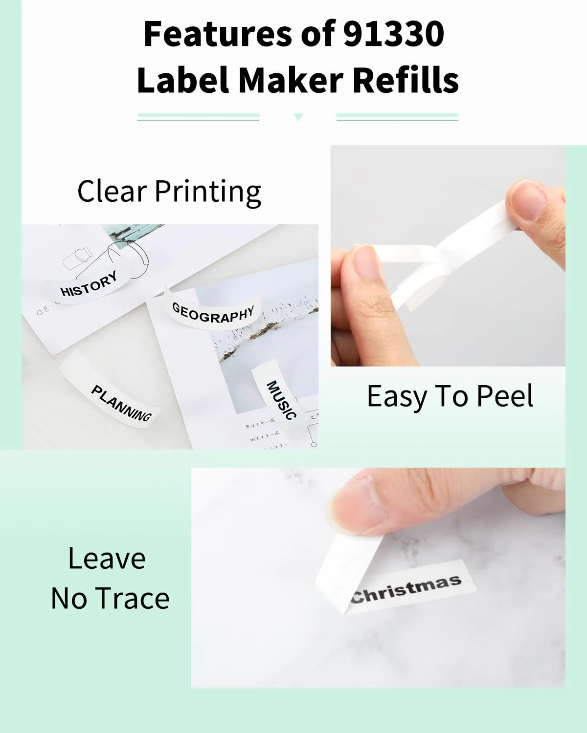 Label KINGDOM Replacement for DYMO LetraTag Refills White Paper Tape Compatible with DYMO Tape Refills 91330 Self-Adhesive for DYMO LetraTag LT-100T LT-100H QX50 Label Maker, 1/2 Inch x 13 ft, 3-Pack - Image 6
