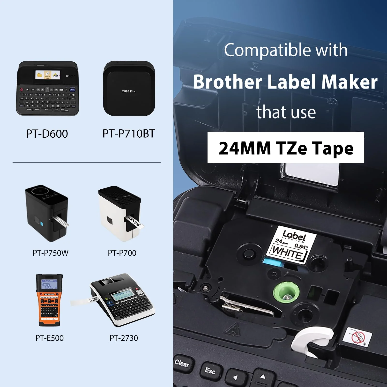Label KINGDOM TZe-251 24mm Label Tape Replacement for Brother P-Touch Label Tape 1 Inch TZe TZ Tape 24mm 0.94 Laminated White TZe251 TZ-251 for Brother Label Maker PT-D600 PT-D610BT PT-P710BT, 3-Pack 24mm 0.94Inch - Image 2