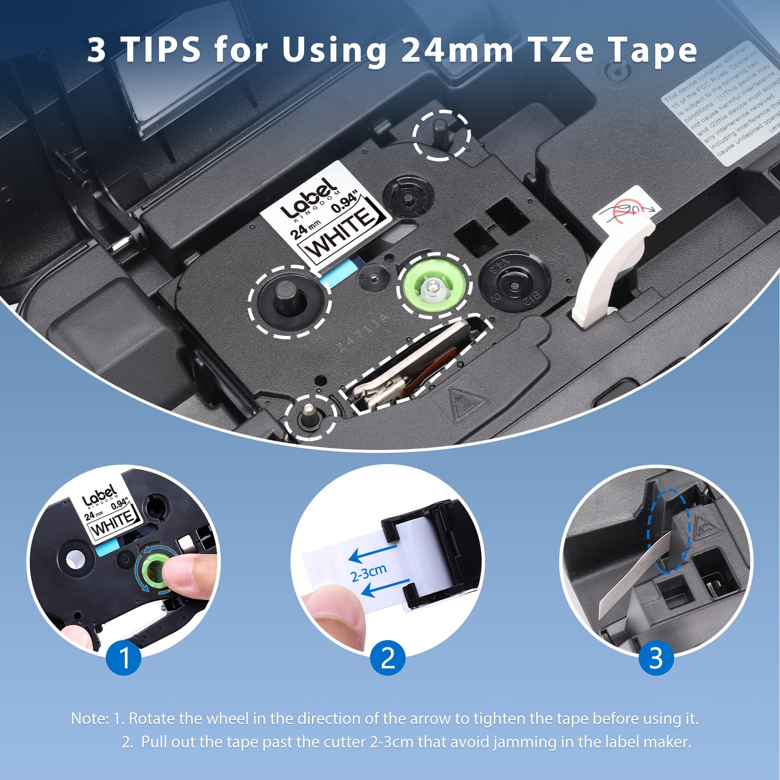 Label KINGDOM TZe-251 24mm Label Tape Replacement for Brother P-Touch Label Tape 1 Inch TZe TZ Tape 24mm 0.94 Laminated White TZe251 TZ-251 for Brother Label Maker PT-D600 PT-D610BT PT-P710BT, 3-Pack 24mm 0.94Inch - Image 6