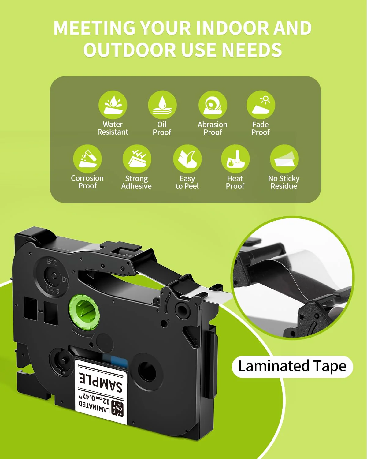 Label Maker Machine with-Tape, H1100 Handheld Label Maker Portable Labeler with Backlight Screen Keyboard for Home School Office Organization, Multiple Fonts Symbols Borders Easy to Use Inkless Label Maker with 1 Tape Green - Image 9