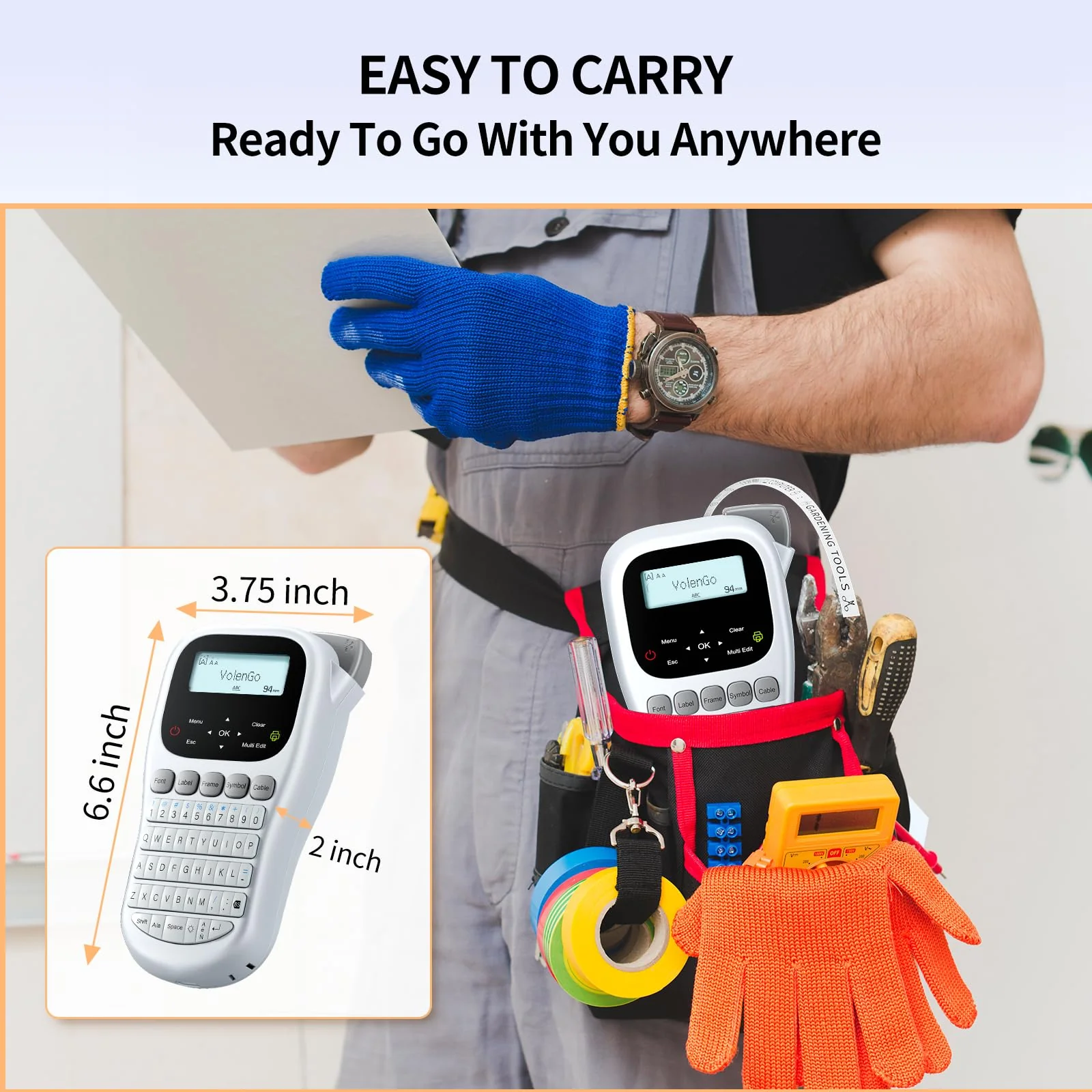 Label Maker Machine with-Tape, H1100 Label Makers, Label Maker Waterproof-Labels Handheld Labeler Machine with-Tape 12mm Laminated, Portable Backlit Labeling Machine for Office Home Use Grey - Image 7