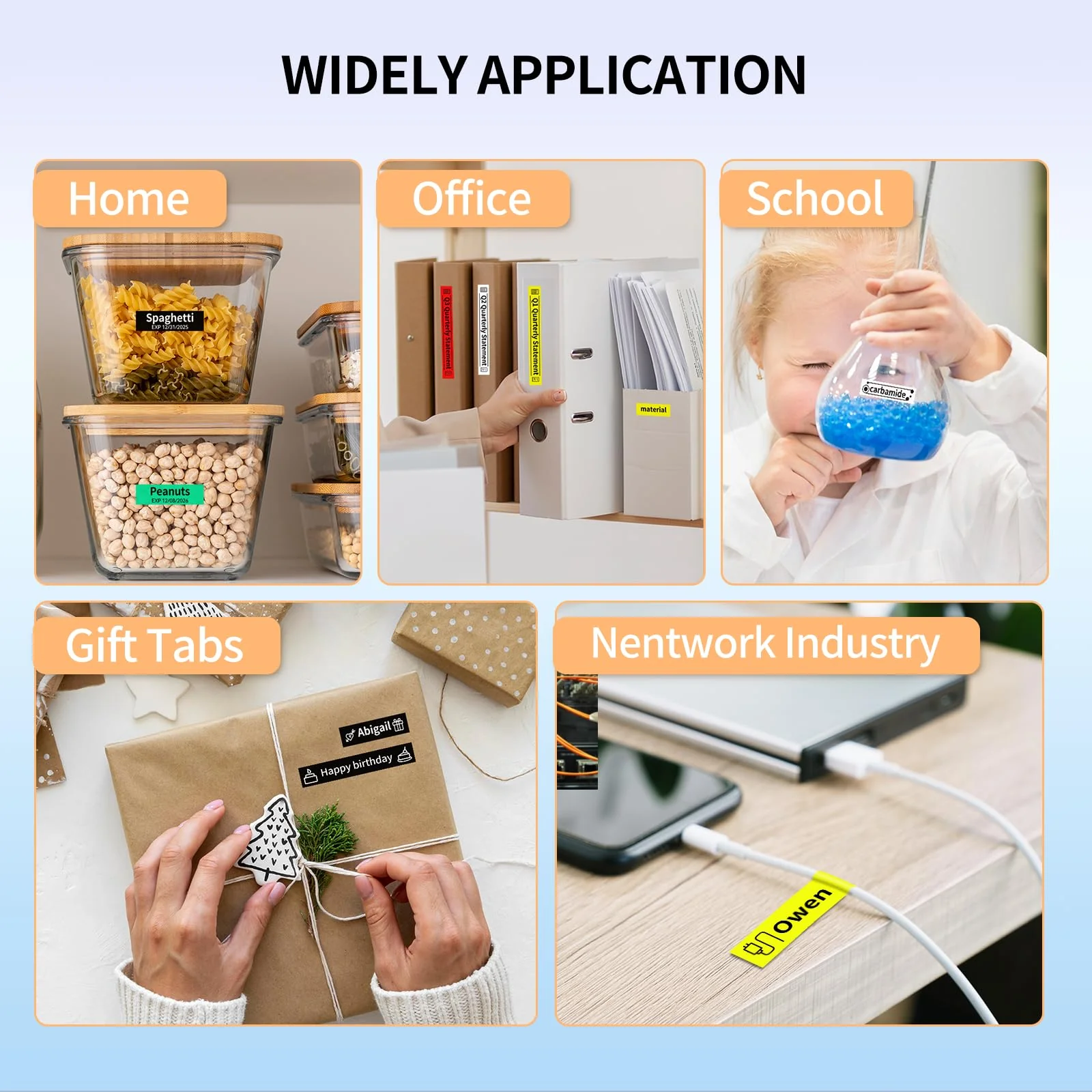 Label Maker Machine with-Tape, H1100 Label Makers, Label Maker Waterproof-Labels Handheld Labeler Machine with-Tape 12mm Laminated, Portable Backlit Labeling Machine for Office Home Use Grey - Image 8