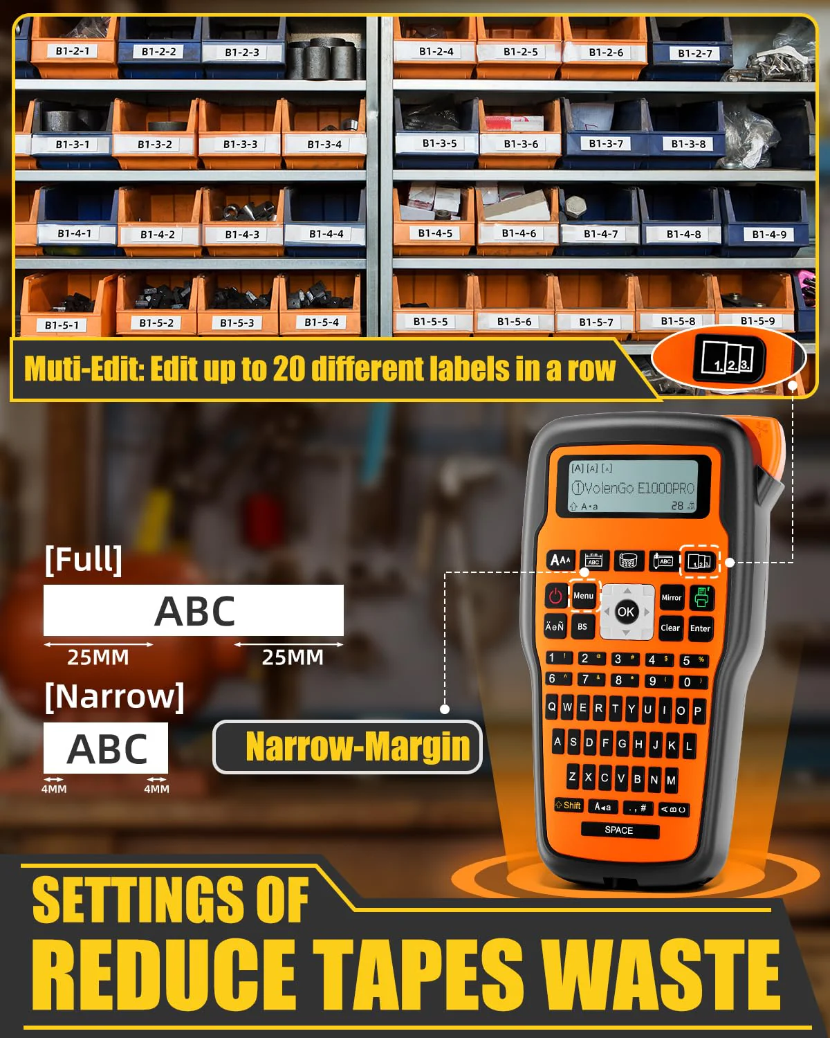 Label Maker Machine with-Tape, Heat Shrink Label Maker Waterproof-Labels, Wire Cable label Maker, E1000 Labeler Machine with-Tape 12mm Laminated Handheld Labeling Machine for Industrial Office - Image 4