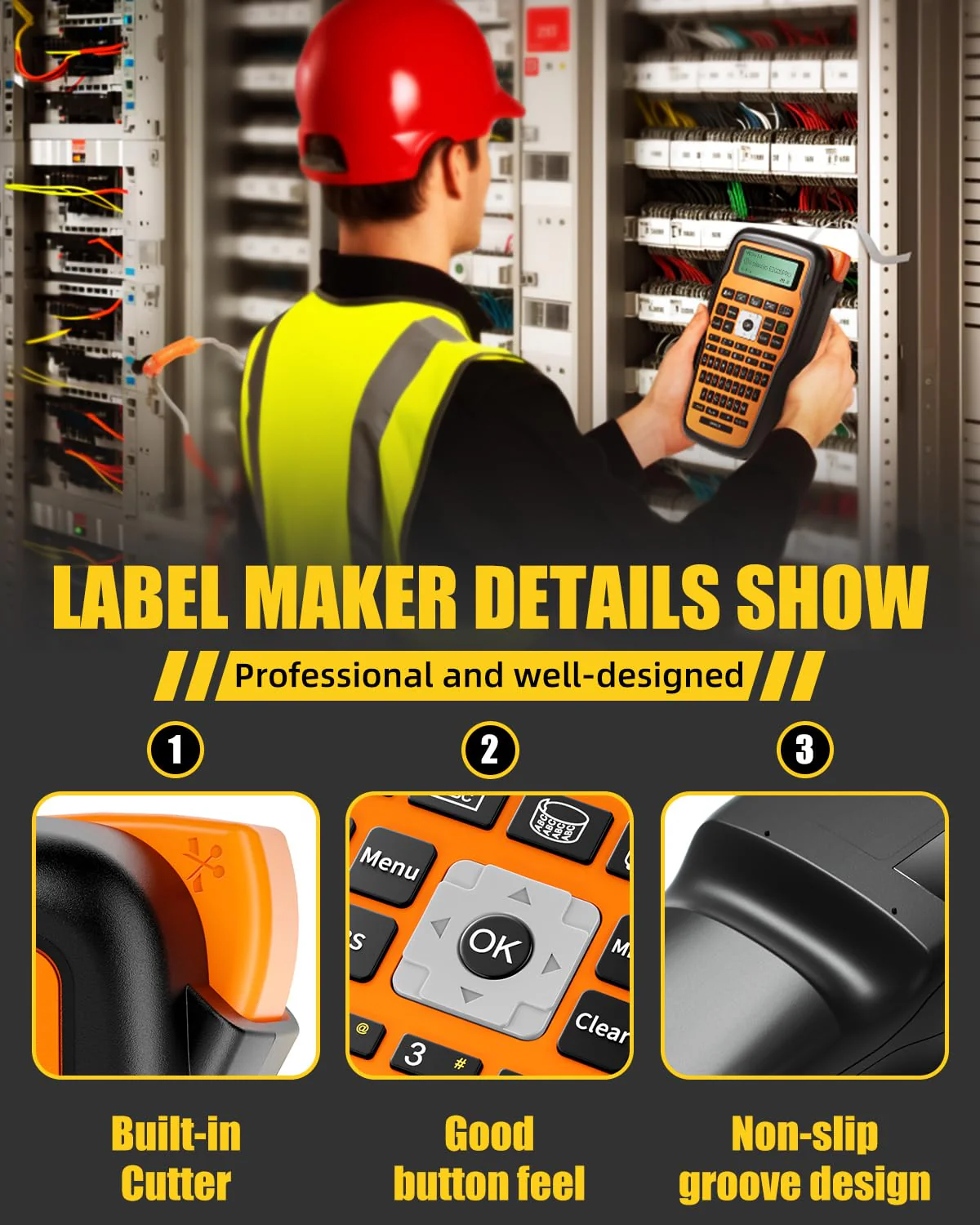 Label Maker Machine with-Tape, Heat Shrink Label Maker Waterproof-Labels, Wire Cable label Maker, E1000 Labeler Machine with-Tape 12mm Laminated Handheld Labeling Machine for Industrial Office - Image 5