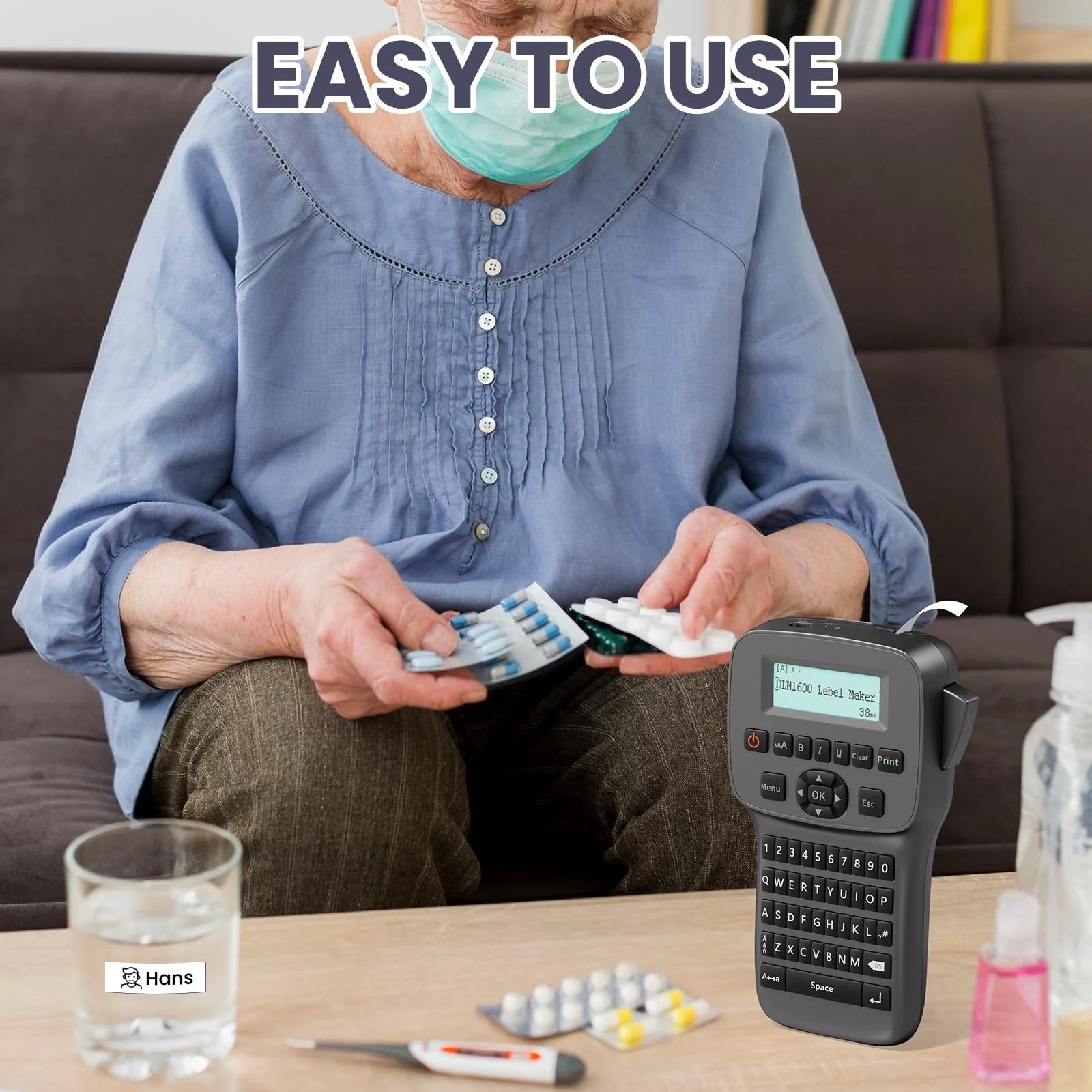 Label Maker Machine with Tapes Waterproof, Rechargeable Label Maker Portable, Keyboard Label Maker with Backlit Screen, Bluetooth Labeler for School Office Industrial Use, LM1600 Black - Image 7