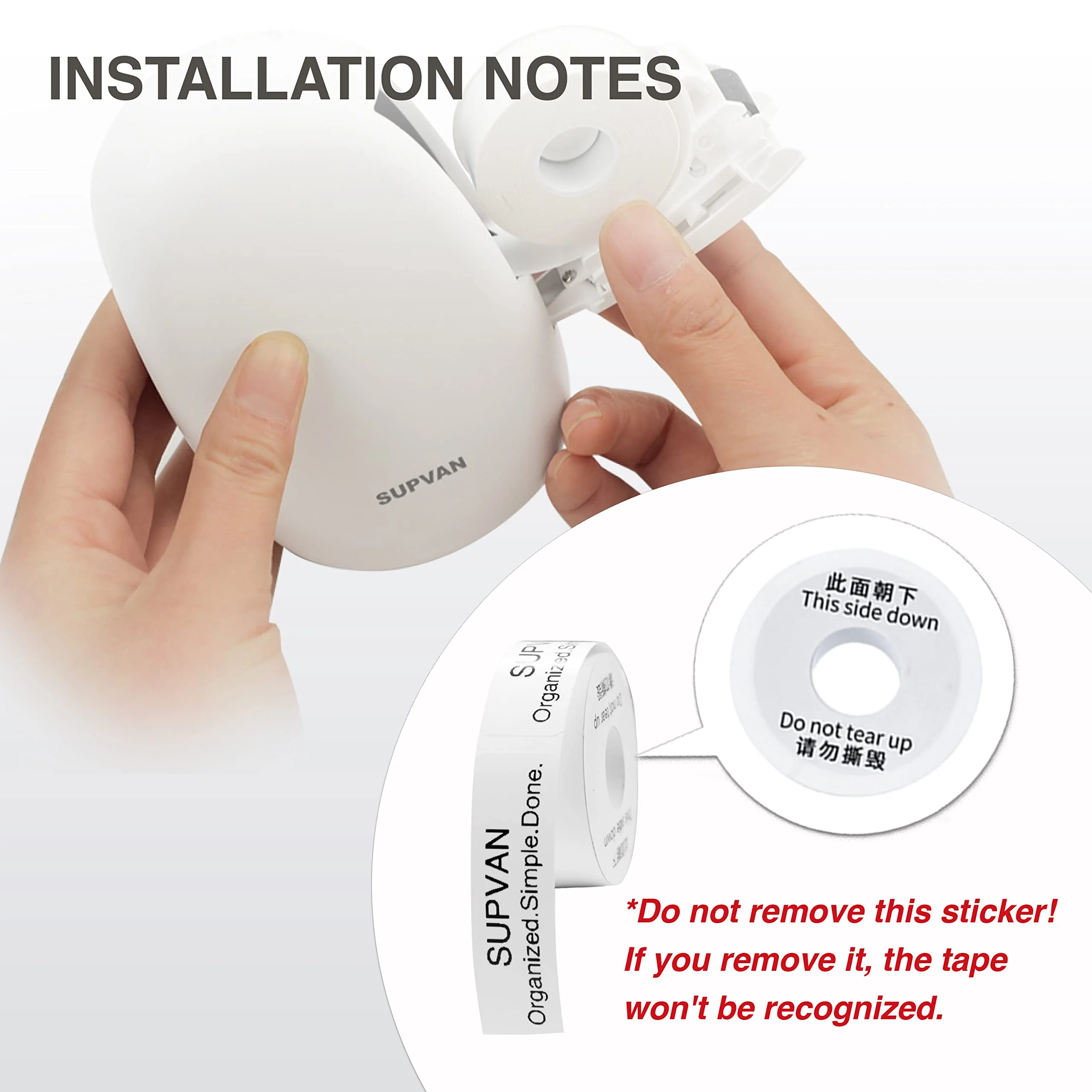 Label Maker Tape SUPVAN E10 Adapted Label Print Paper Refill Size 2 Packs Continous 0.59inx19.68ft Thermal Laminated Waterproof Self-Adhesive Multipurpose Labeling Tape Replacement - Image 7