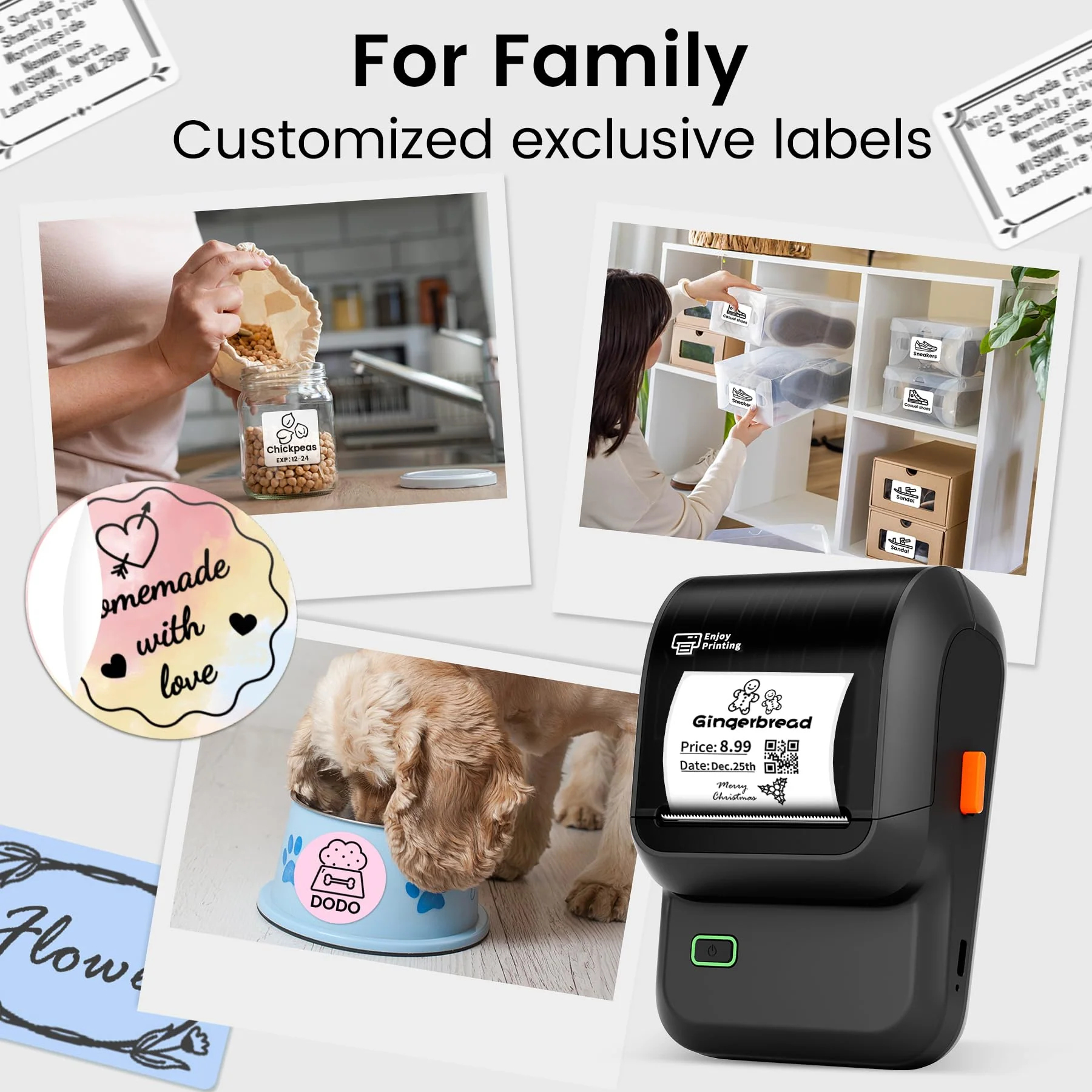Label Maker, Thermal Label Maker, Barcode Label Printer for Small Business, Bluetooth Label Maker Machine Compatible with Phone & PC, Inkless Portable Label Makers for Address, Logo, Barcode Black - Image 5