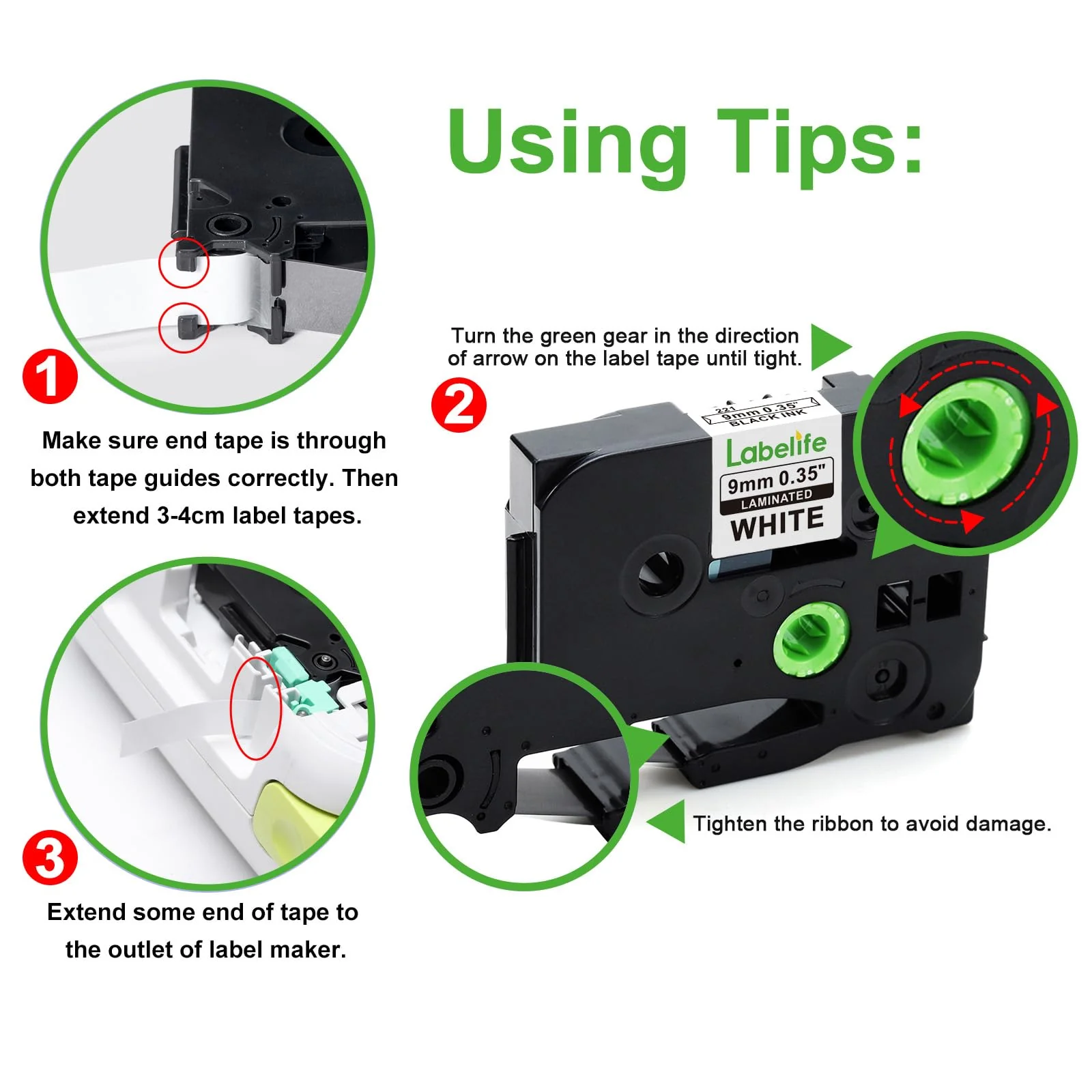Labelife 5-Pack TZe-221 Label Tape TZe TZ Tape 9mm 0.35 Laminated White Label Tape Replace for Brother P Touch 9mm Label Maker Tape TZe221 for Brother PT-D210 PT-D220 PT-D200 PT-H110 PT-D400 PT-D610BT 9mm 0.35 inch - Image 8