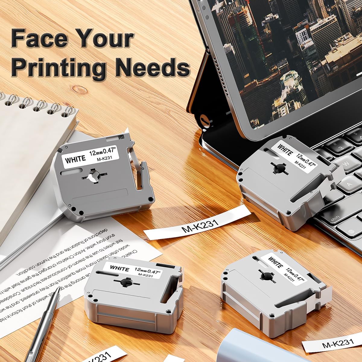 Labelife M-K231 Label Tape Replace for Brother P Touch M Tape M-K231S M231 MK231 M-231 12mm 0.47 Inch for Brother PTouch PT-M95 PT-65 PT-80 PT-70 PT-45 PT-90 Label Makers, Black on White, 4 Pack - Image 7