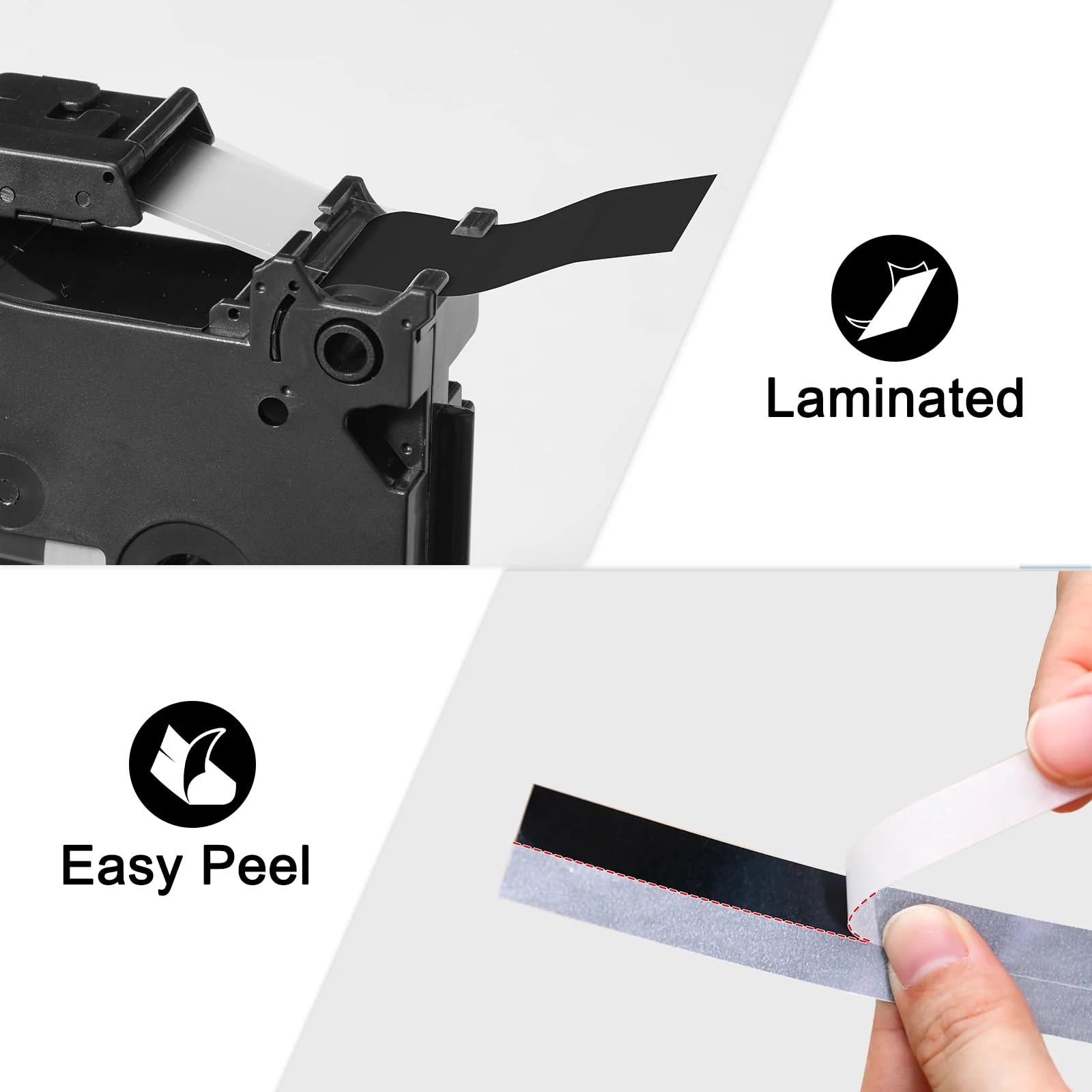 Labelife TZe-335 Label Tape Replacement for Brother P Touch Label Tape White on Black TZe TZ Tape 12mm 0.47 Laminated Black Label Maker Tape TZe335 for Brother PT-D210 PT-D220 PT-H110 Labeler, 4-Pack 12mm 0.47 inch - Image 4