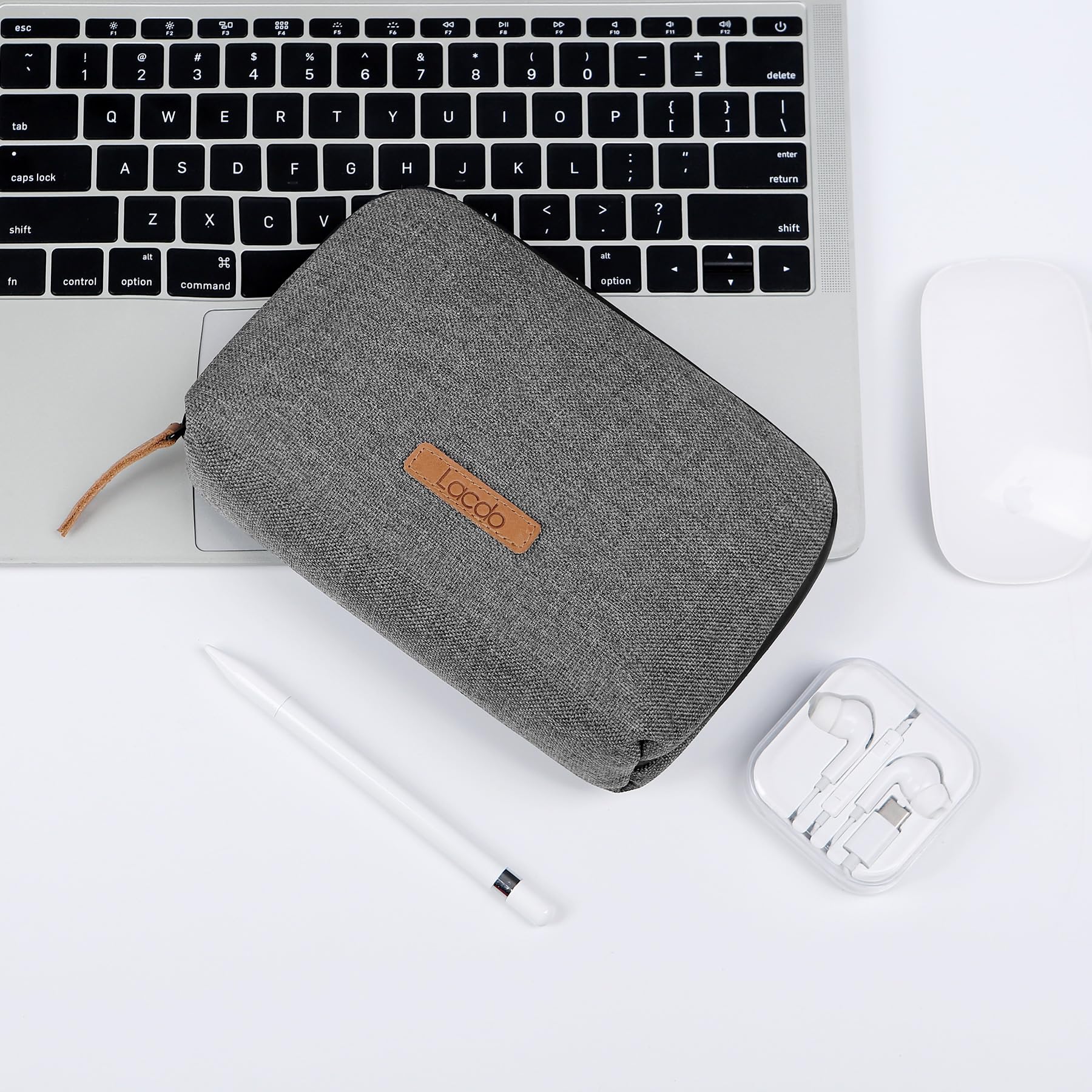 Lacdo Electronic Organizer Travel Cable Organizer Bag Pouch Case Tech Electronic Accessories Case Portable Charger Case for Cable, Cords, MacBook Laptop Charger, Mouse, Power Adapter, Power Bank, Gray - Image 6