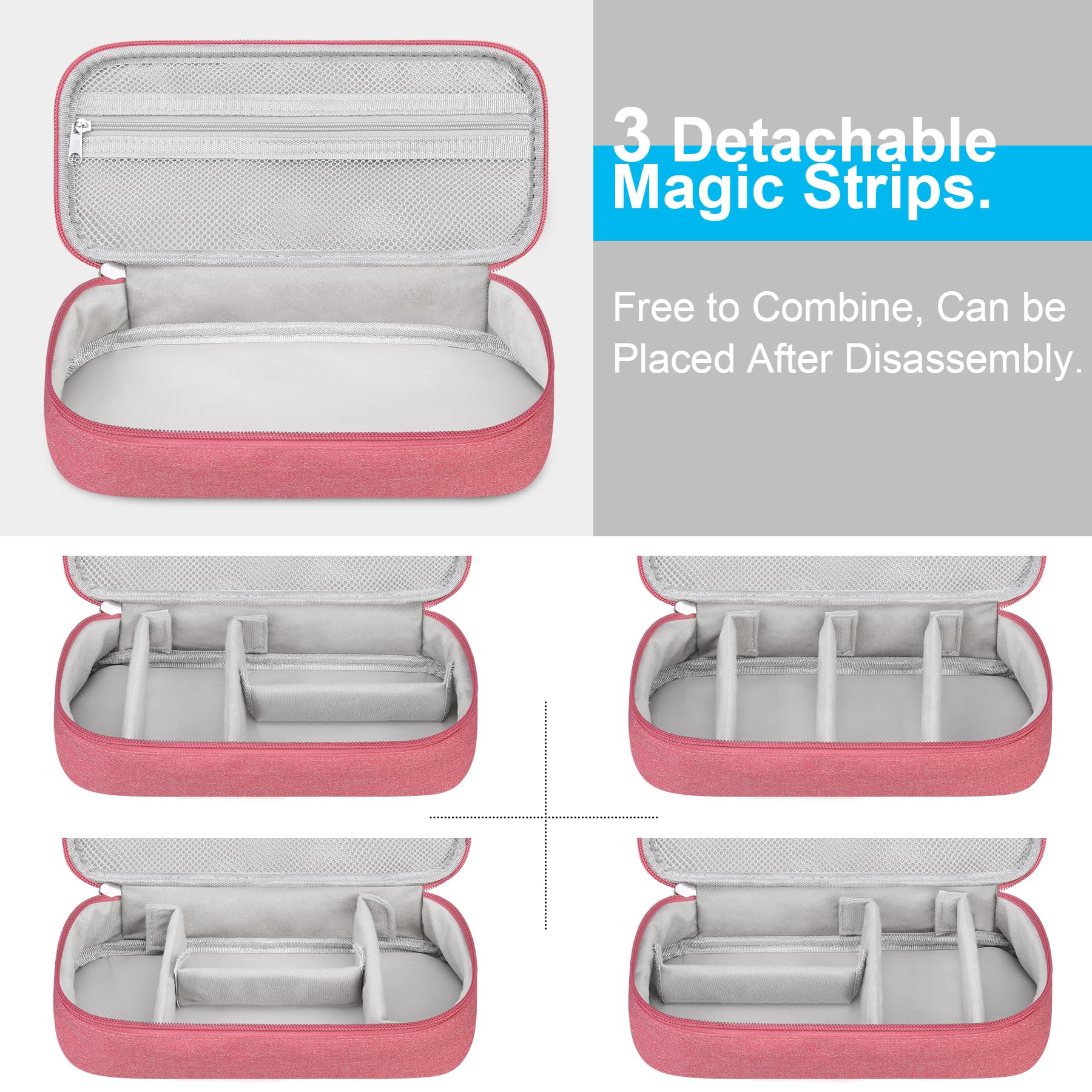 Lacdo Electronic Organizer Travel Cable Organizer Bag Pouch Tech Electronic Accessories Carry Case Portable Double Layers Charger Case for Cable, Cords, Charger, Earphone, Power Bank, Pink - Image 2