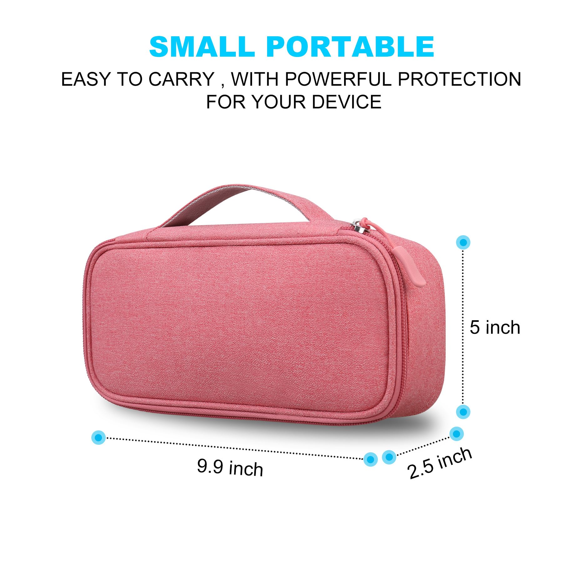 Lacdo Electronic Organizer Travel Cable Organizer Bag Pouch Tech Electronic Accessories Carry Case Portable Double Layers Charger Case for Cable, Cords, Charger, Earphone, Power Bank, Pink - Image 4
