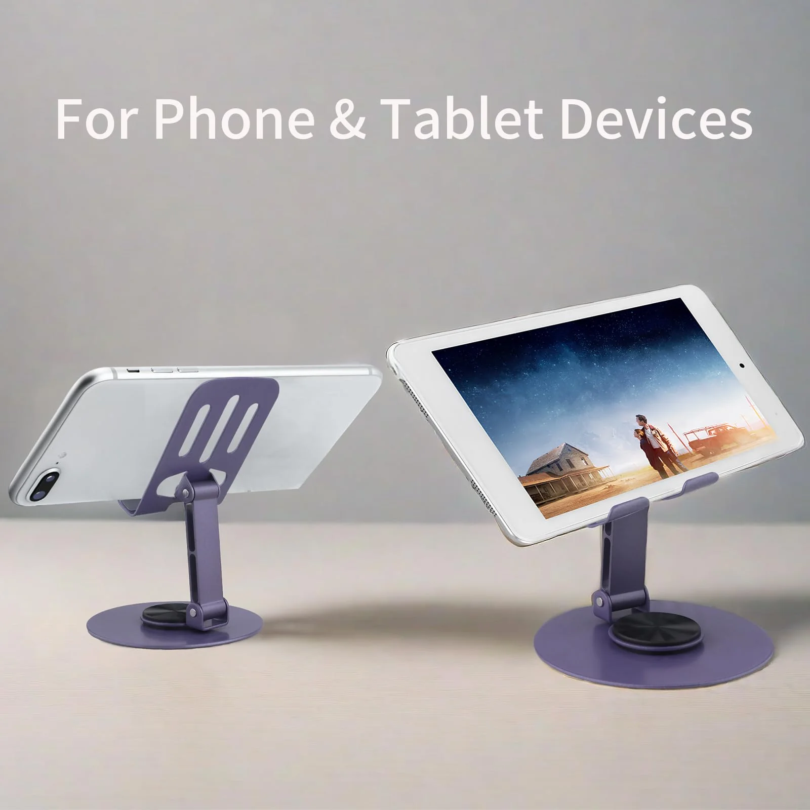 Laisesimo 360 Rotating Phone Holder, Fully Adjustable Foldable Cell Phone Stand, Base Stable Non-Slip Desktop Phone Stand, Compatible with iPhone16 15 14 Samsung and Tablet Devices，Purple Purple - Image 5