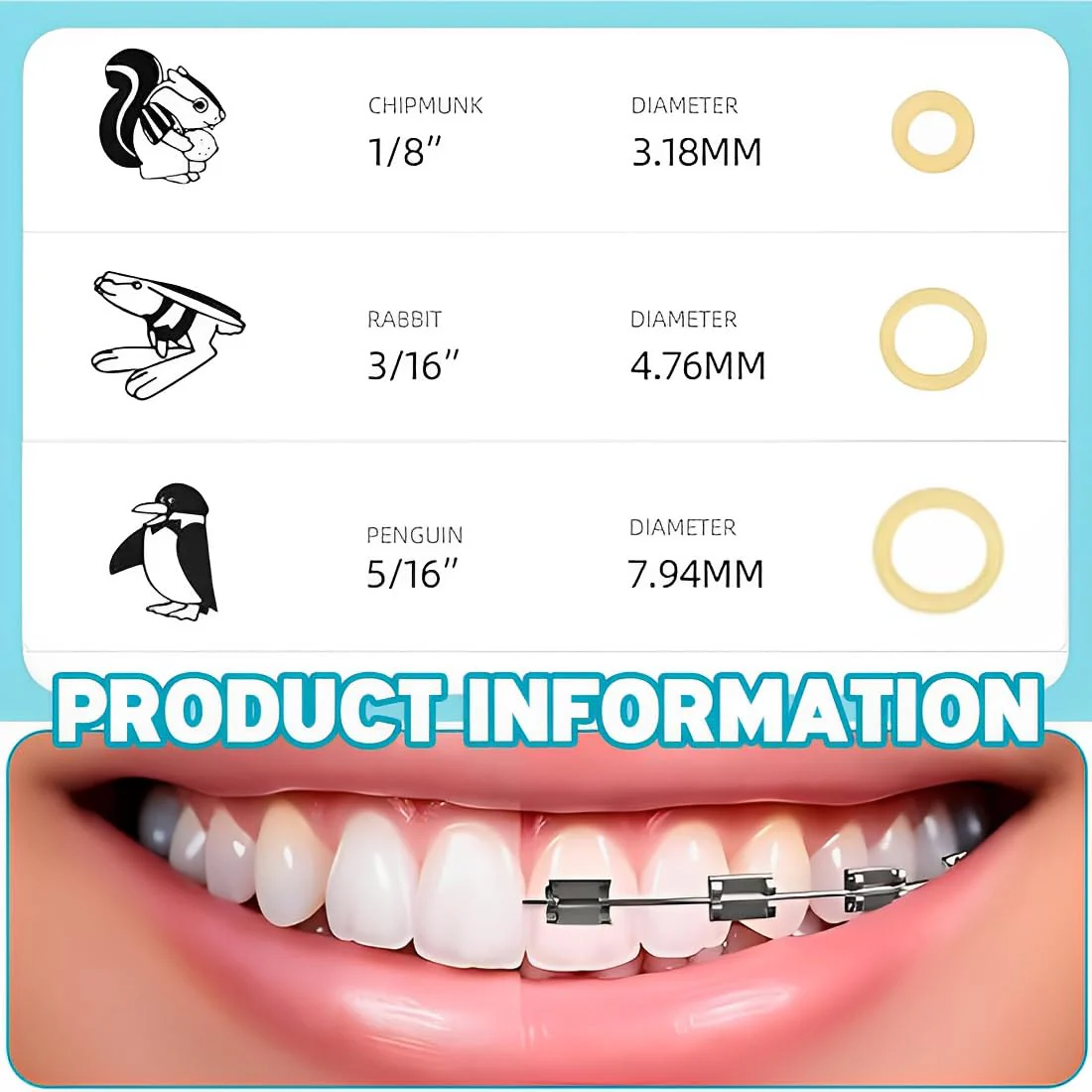 LAJUP Pack of 600 Orthodontic Rubber Bands, 3/16 Inch 1/8 Inch 5/16 Inch, Braces Accessories with 3 Placers, Dental Orthodontic Rubber Bands for Dental Braids Braces - Image 3