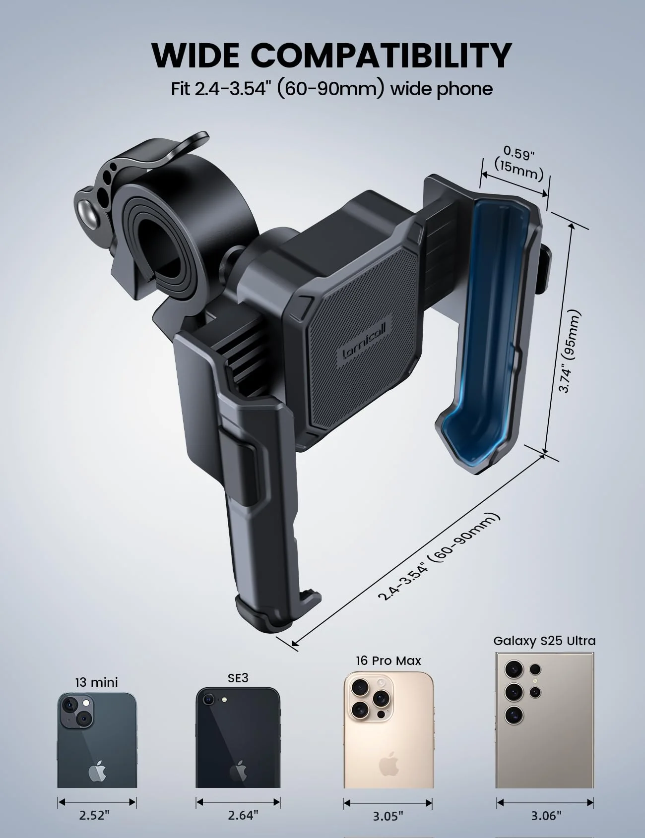 Lamicall Motorcycle Bike Phone Mount - [No Block Camera] [1s Lock] Bike Cell Phone Holder Clamp, Bicycle Scooter Handlebar Clip, Gifts for iPhone 17 16 15 14 Pro Max, Galaxy S25 Ultra, 4.7-7" Phones Black - Image 5