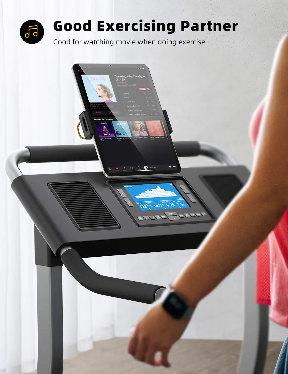 Lamicall Tablet Holder for Spin Bike - Tablet Mount Clamp for Indoor Bike Peloton, Treadmill, Exercise Bicycle Clamp for iPad Pro/Air/Mini and 4.7-12.9" Tablet Black - Image 5