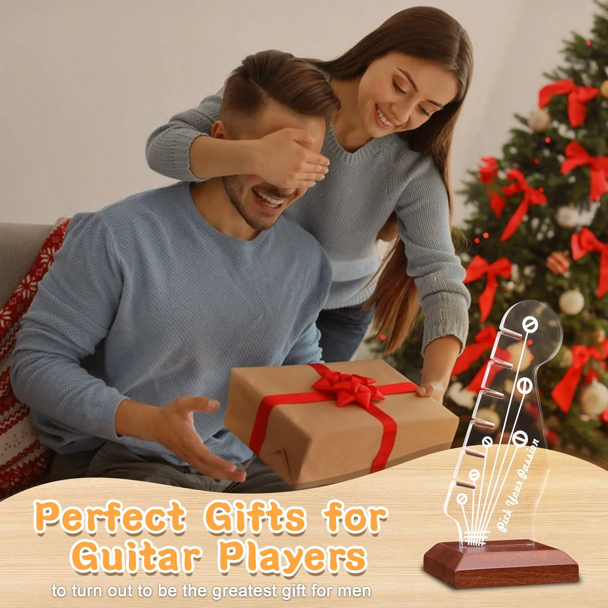 Lampeez Light Up Guitar Pick Holder, Acrylic Wood Desktop Pick Holder with Picks Display, Guitar Accessories Gifts for Players Enthusiasts - Image 6