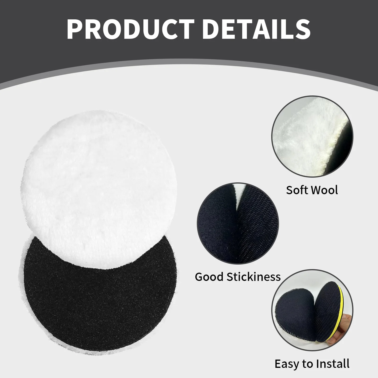 Landrain 6 pieces polishing disc, 125 mm, lambswool cover, polishing attachment, angle grinder, polishing sponge, 125 mm, Velcro - Image 3