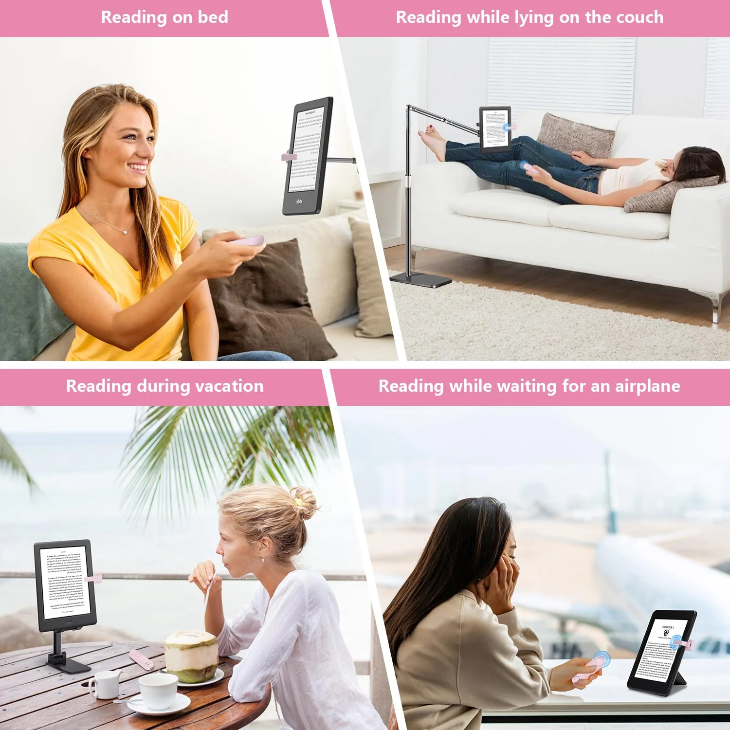 LANGREE Remote Page Turner for Kindle Paperwhite Oasis Kobo eReaders, Kindle Accessories, Page Turner Clicker for ipad Tablets Phone Reading Novels Taking Photos, Kindle Remote with Power Display Pink - Image 4