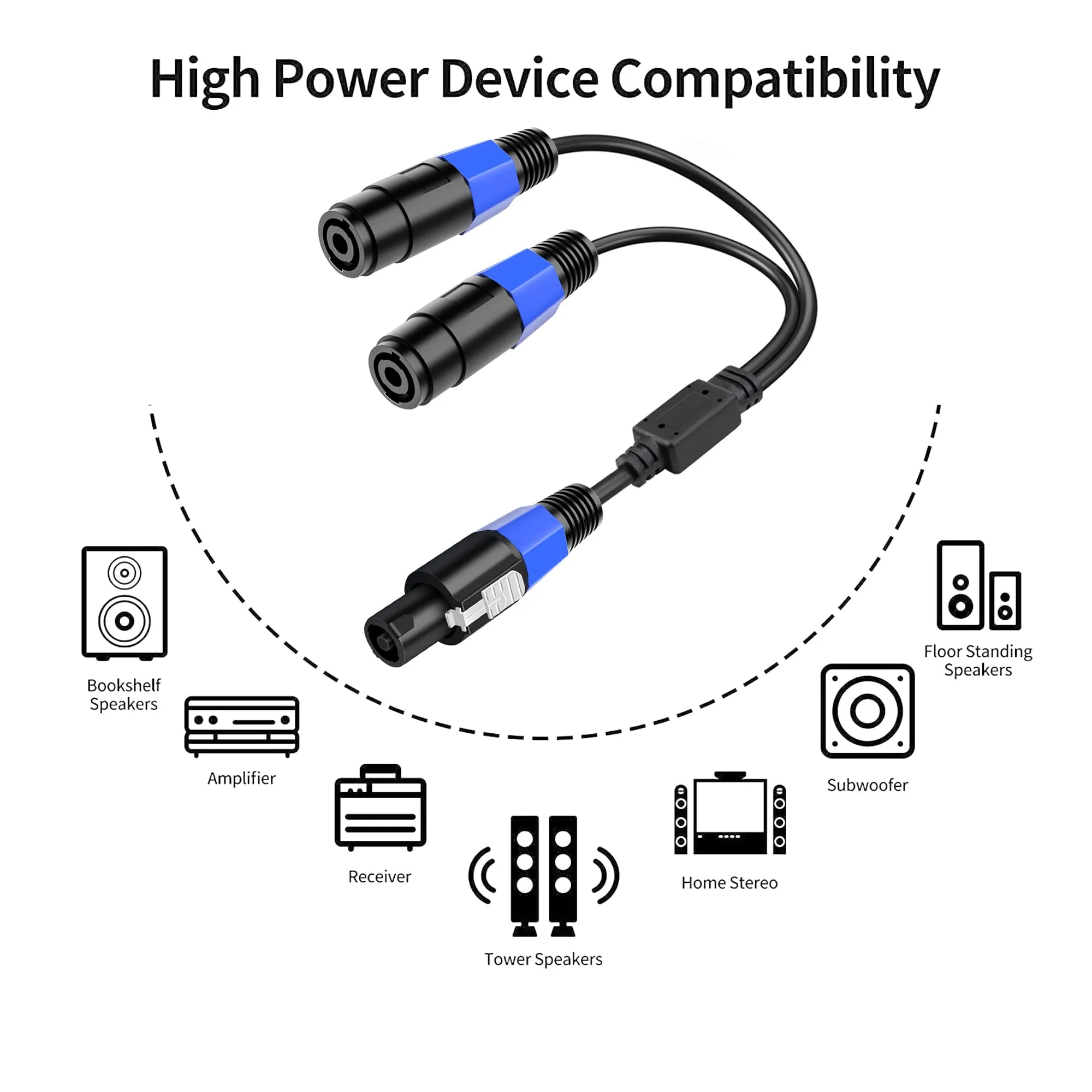 LanSenSu Speakon Splitter Cable,1 Male to 2 Female XLR Y Splitter Speakon Splitter Cable Speakon 1-Male to 2-Female（2Pack） - Image 7