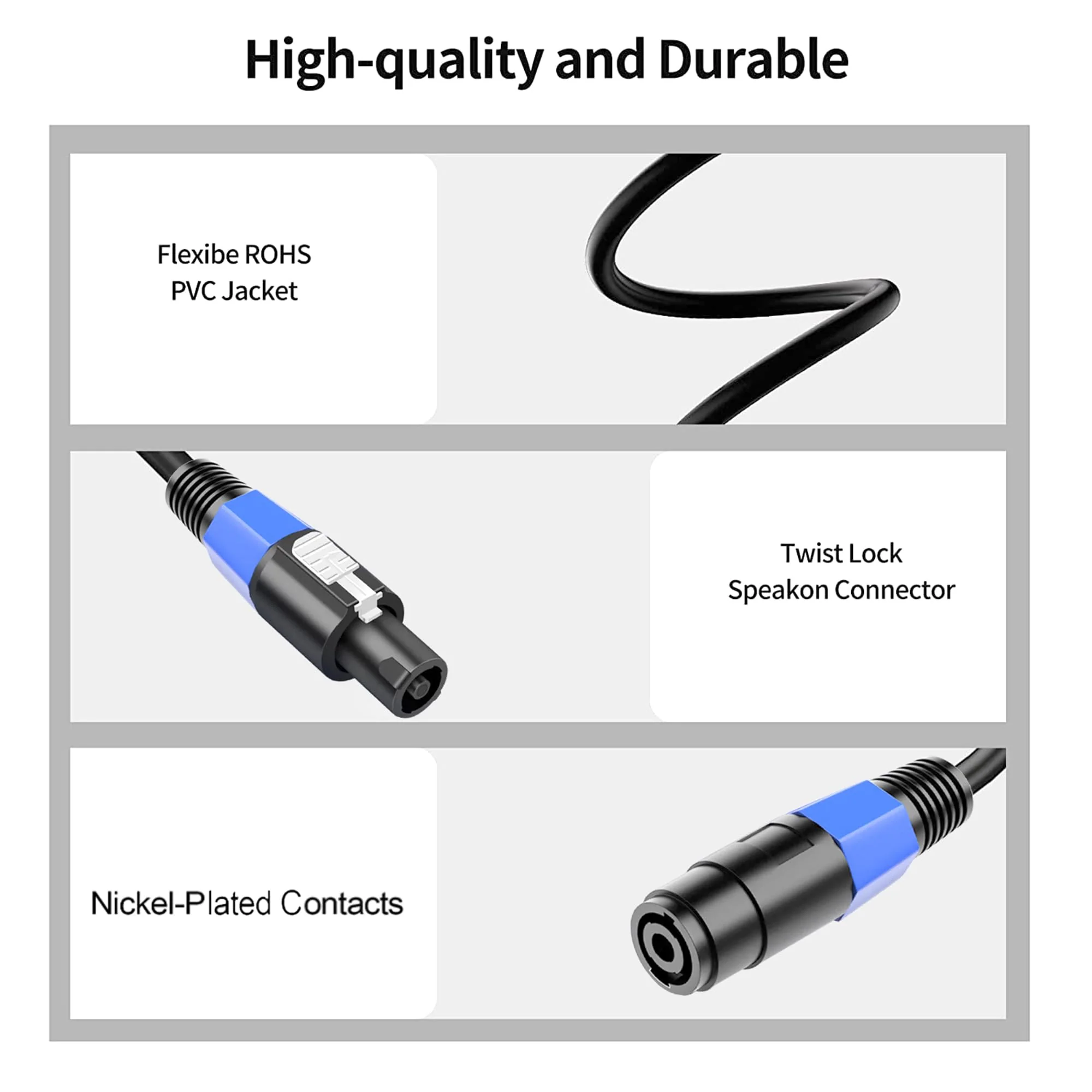 LanSenSu Speakon Splitter Cable,1 Male to 2 Female XLR Y Splitter Speakon Splitter Cable Speakon 1-Male to 2-Female（2Pack） - Image 8