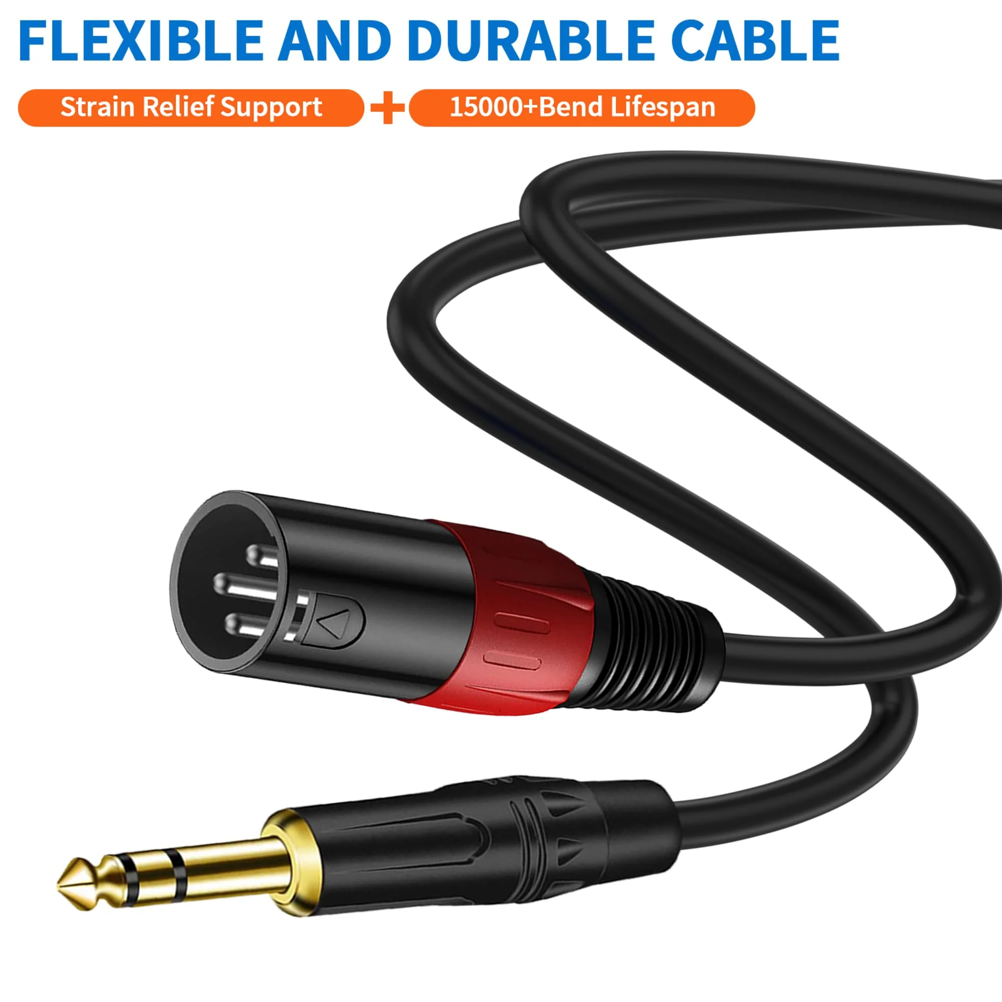 LanSenSu XLR to 1/4 TRS Stereo Adapter Cable, 2 Pack - 6.6ft, Compatible with Mixer, Microphone, XLR, Power Amplifier, Monitor 6.35mm to XLR Male-6.6ft - Image 3