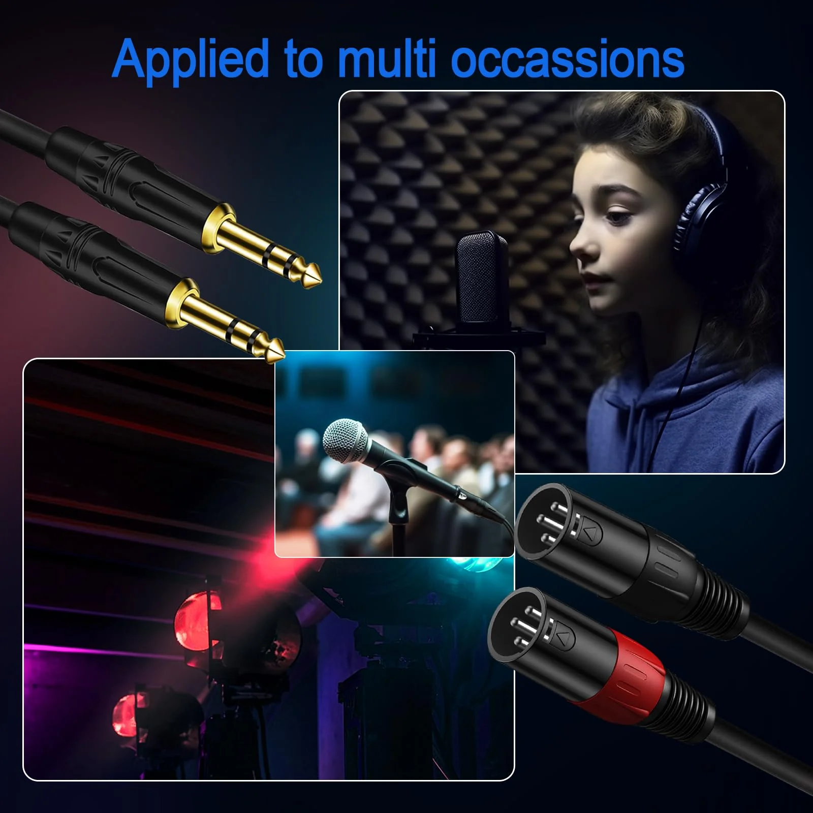 LanSenSu XLR to 1/4 TRS Stereo Adapter Cable, 2 Pack - 6.6ft, Compatible with Mixer, Microphone, XLR, Power Amplifier, Monitor 6.35mm to XLR Male-6.6ft - Image 6