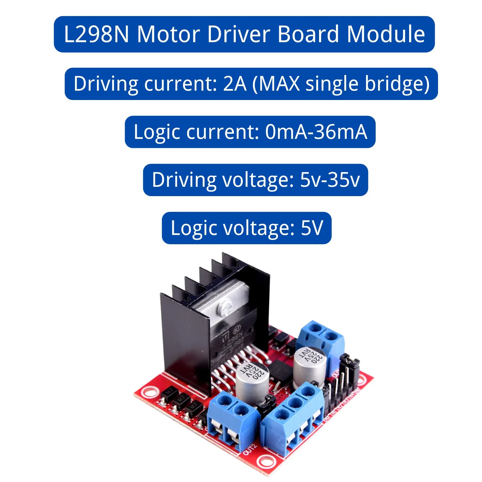 LAOMAO L298N Motor Driver Board Module DC Stepper Motor Robot Smart Car - Image 2
