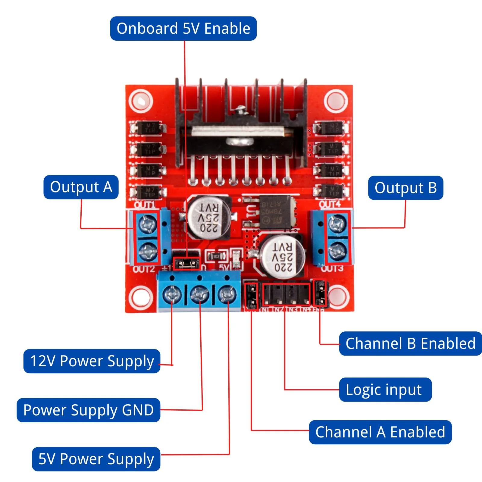 LAOMAO L298N Motor Driver Board Module DC Stepper Motor Robot Smart Car - Image 3