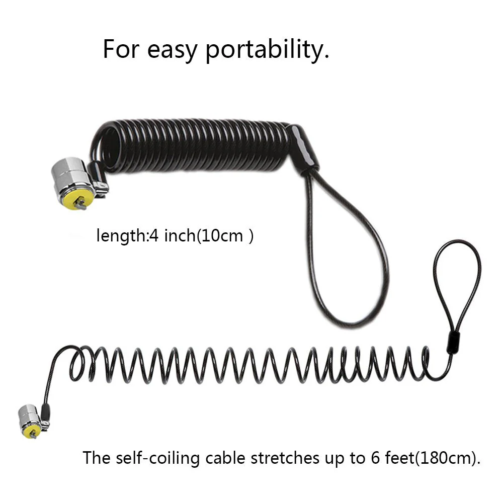 Laptop Lock Cable Lock Computer Lock Hardware Security Cable Lock Anti Theft Lock for Laptop, MacBook, iPad, Tablets Spring key lock + silver lock slot - Image 3